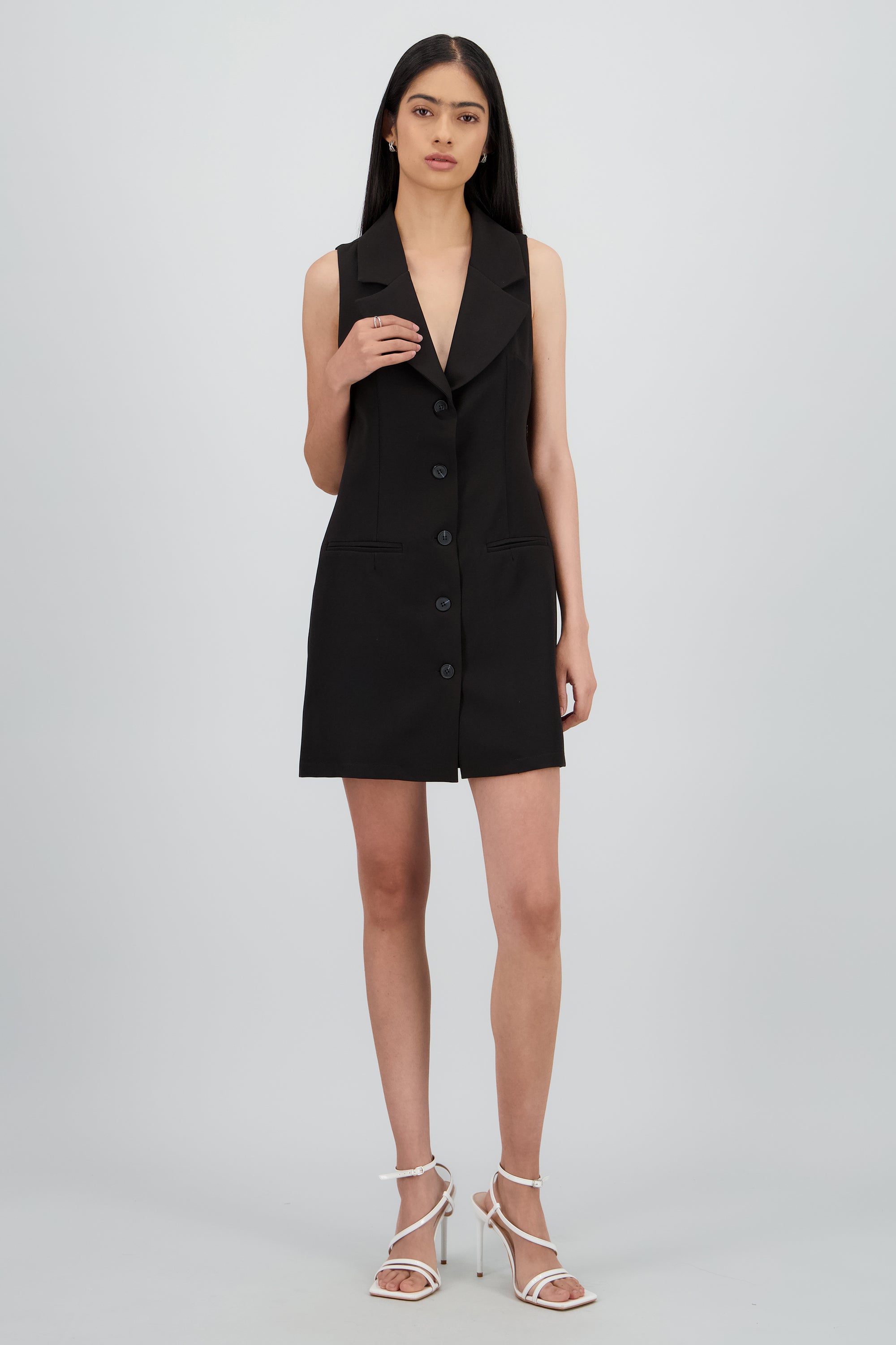 Vestido Mini Solapa Botones