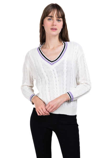 Suéter tejido líneas bicolor