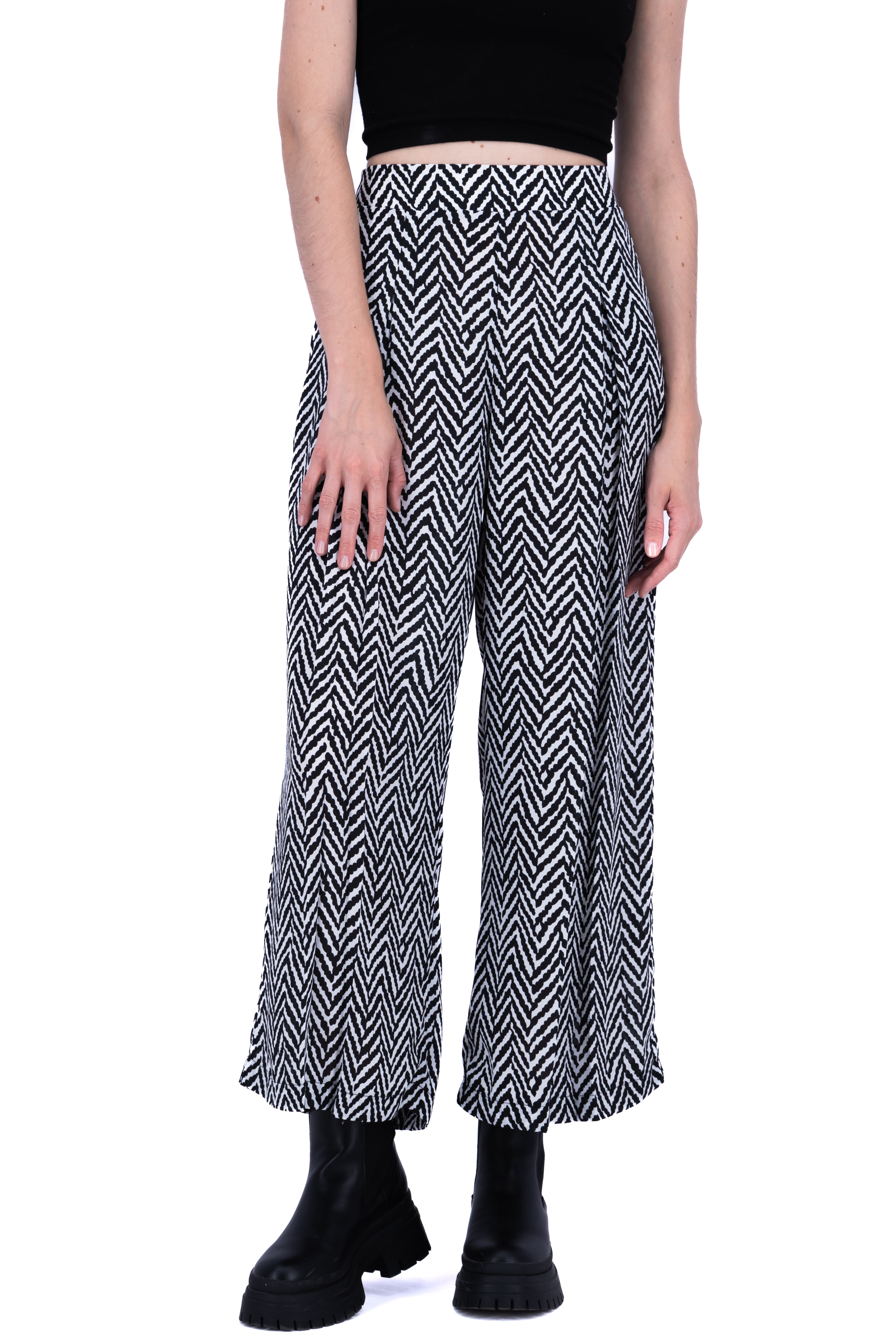 Pantalon amplio detalle estampado NEGRO COMBO
