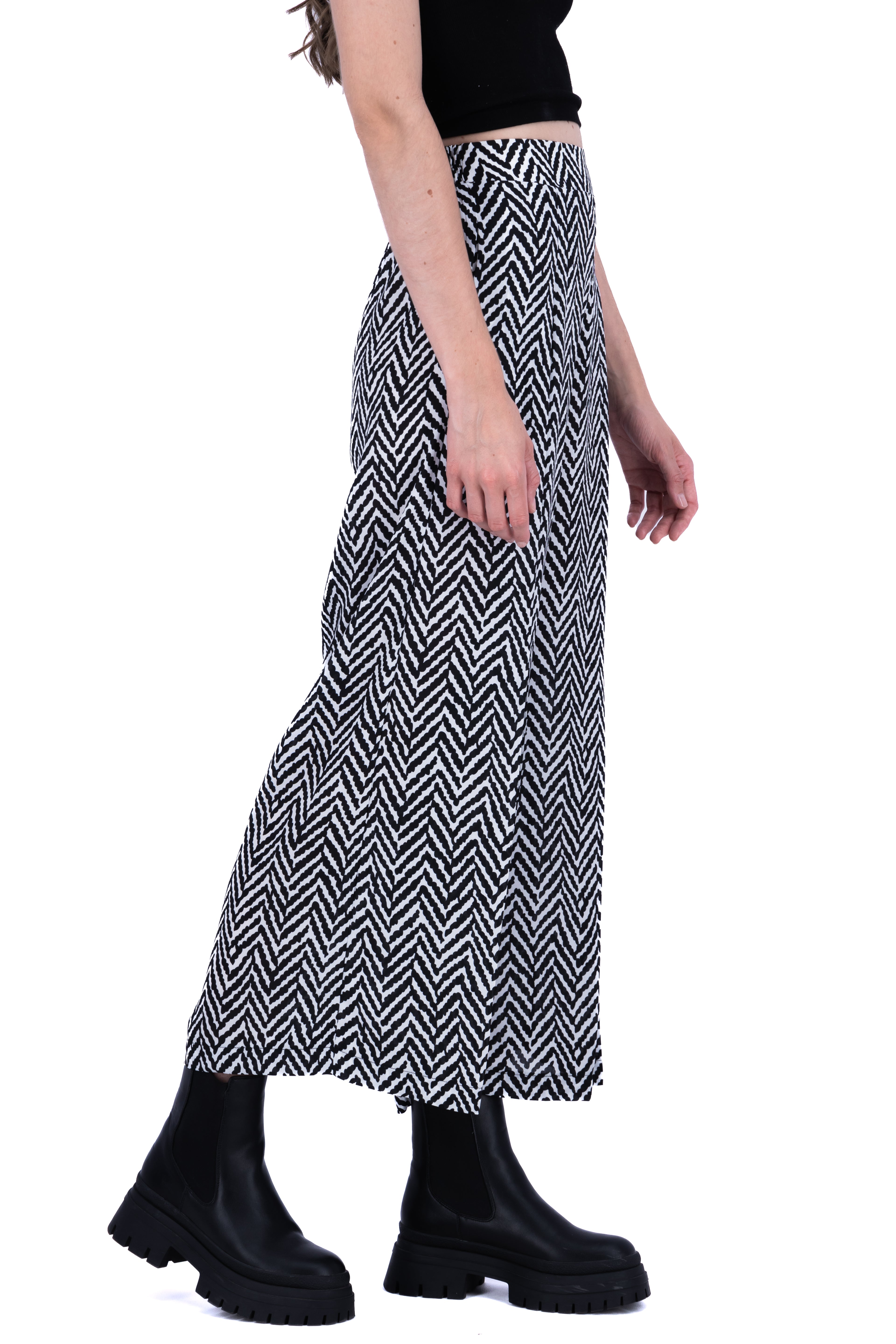 Pantalon amplio detalle estampado NEGRO COMBO