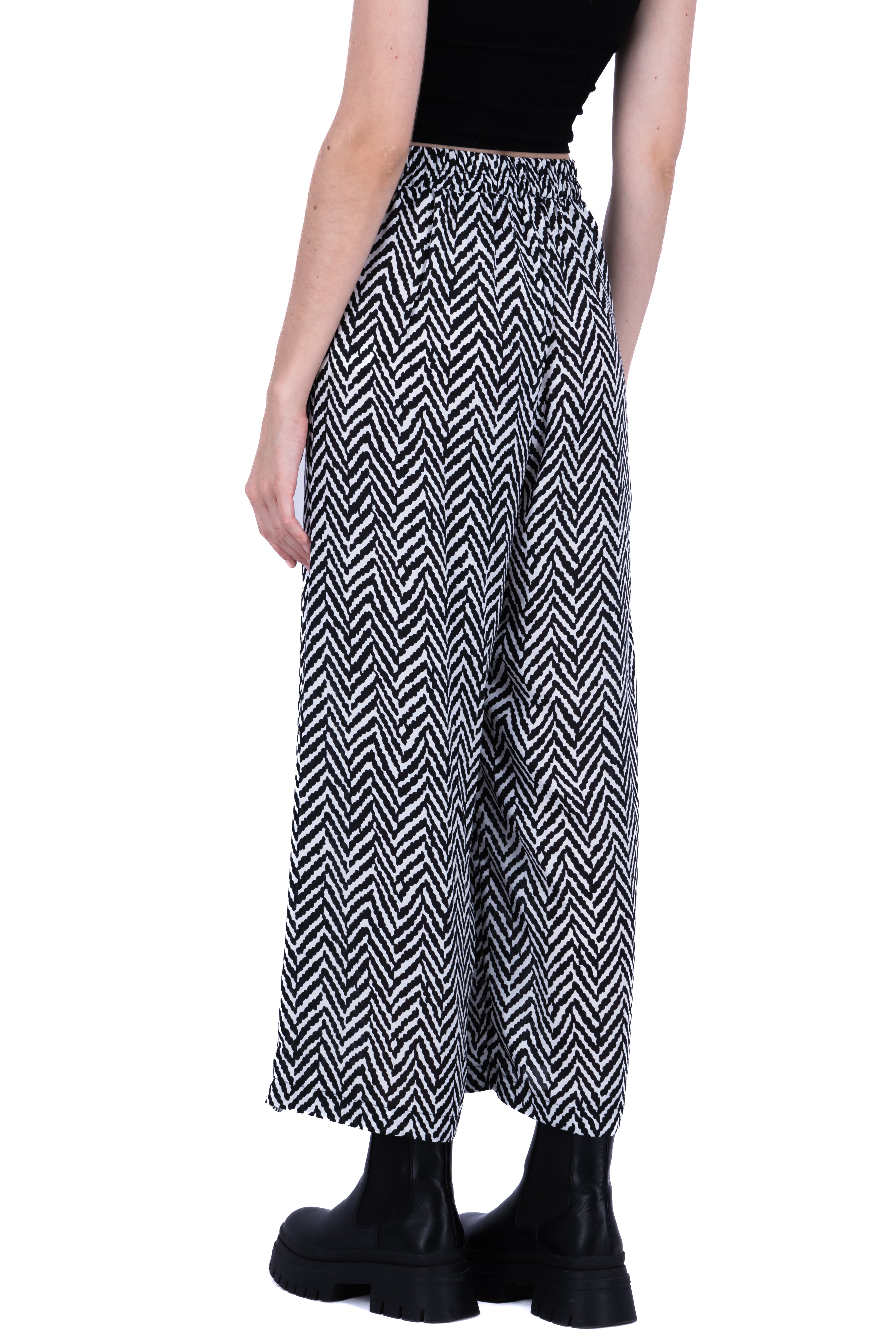 Pantalon amplio detalle estampado NEGRO COMBO