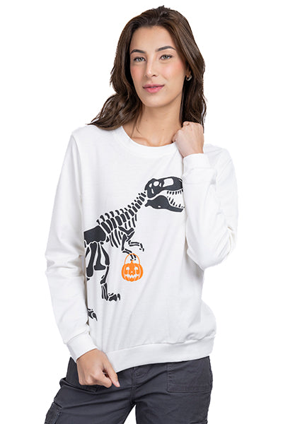 Sudadera estampado calavera dinosaurio BLANCO