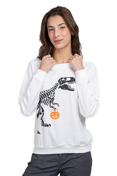 Sudadera estampado calavera dinosaurio BLANCO