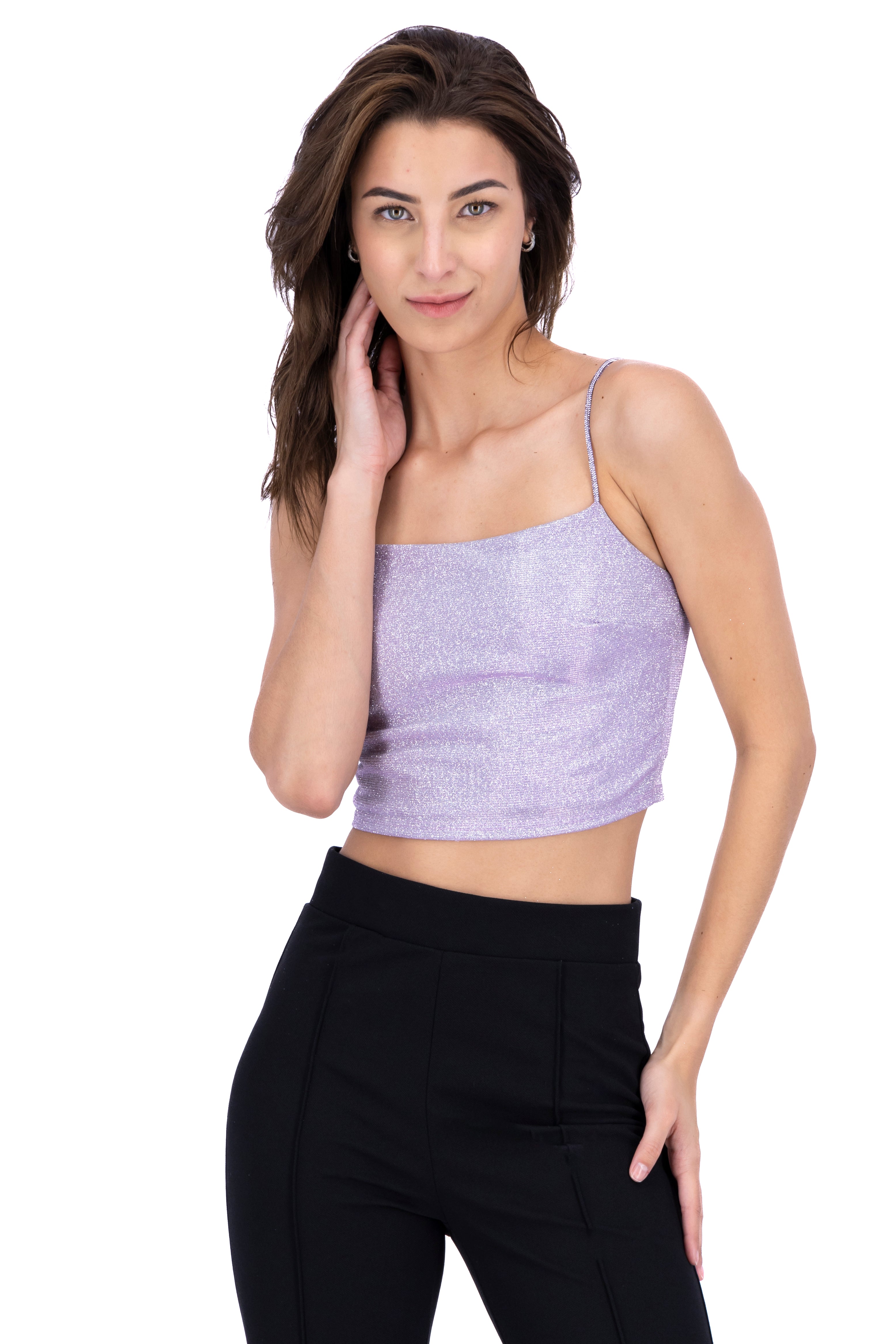 Top brillos tirantes brillos MORADO