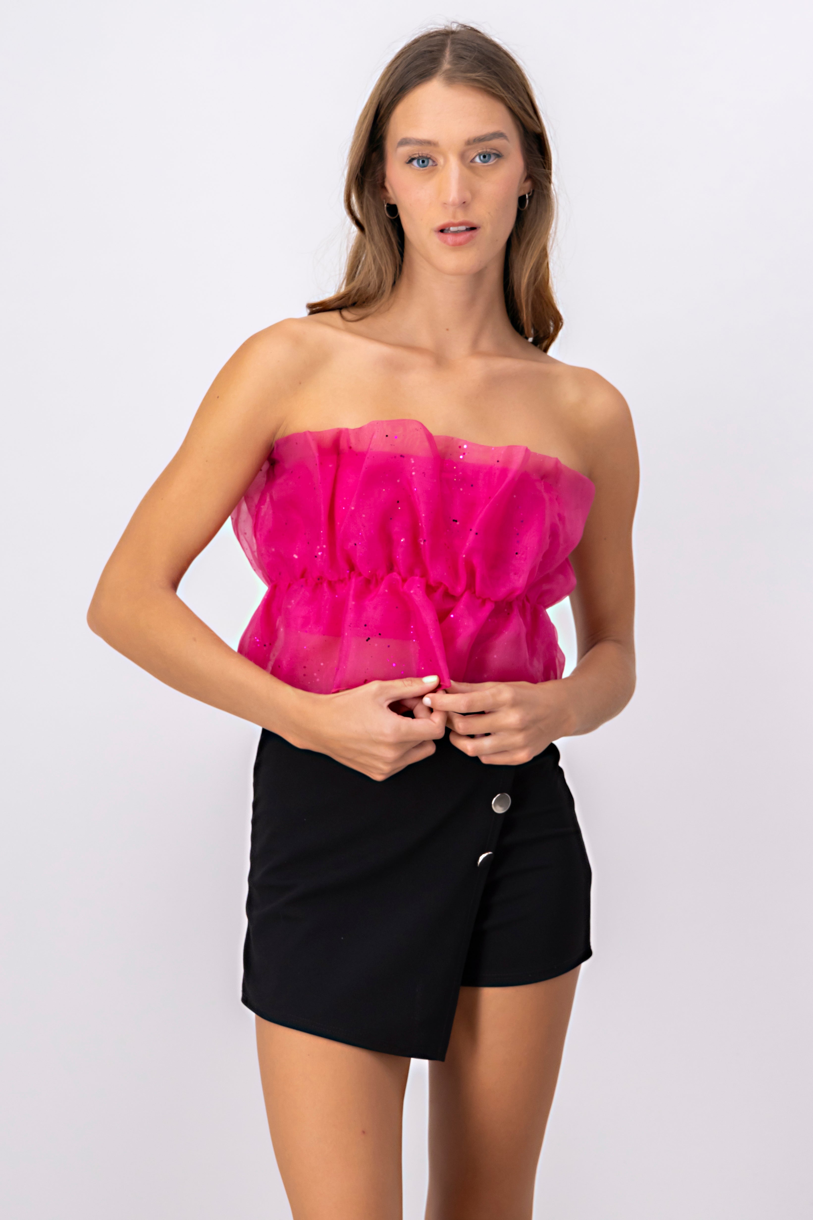 Top tubo organza brillos FIUSHA