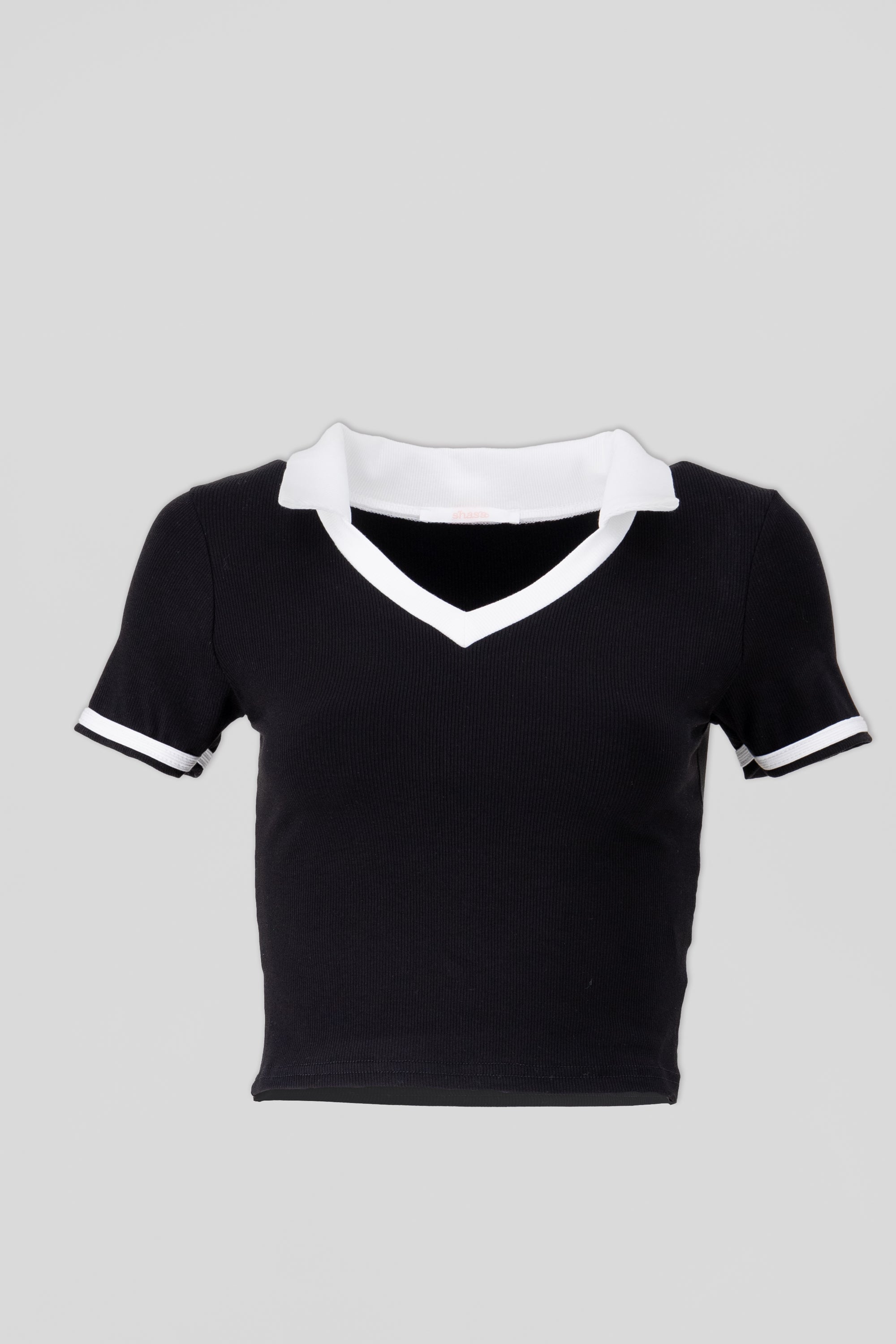 Playera cuello polo contraste NEGRO COMBO