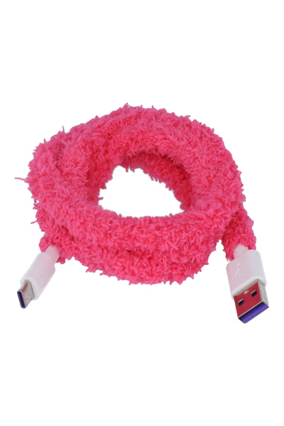 Cable cargador tipo C peluche ROSA