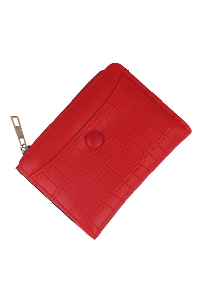 Cartera Mini Croco Botón ROJO