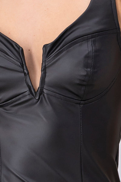 Bodysuit efecto piel abertura escote NEGRO