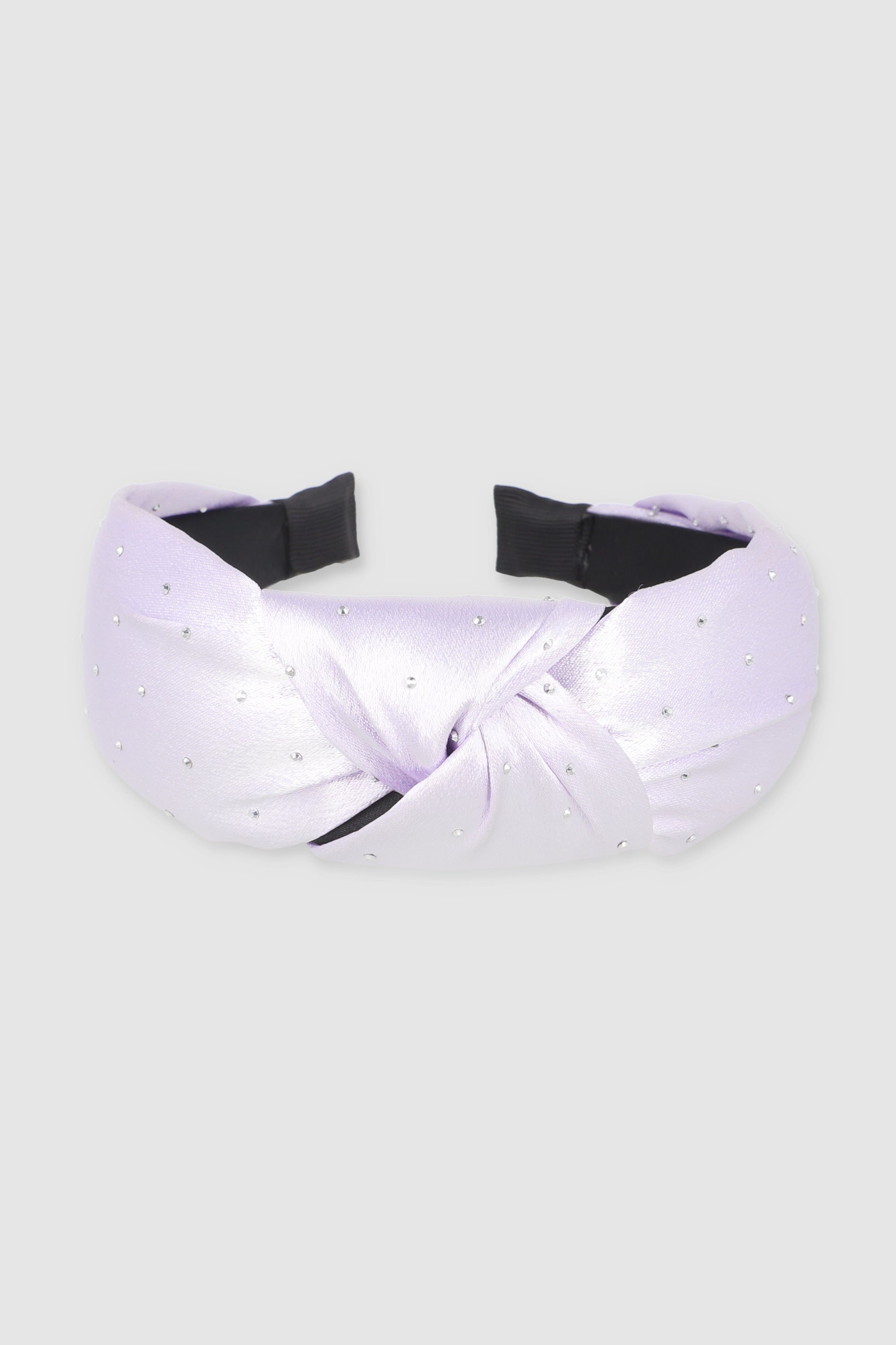 Diadema nudo satin mini aplicaciones LILA