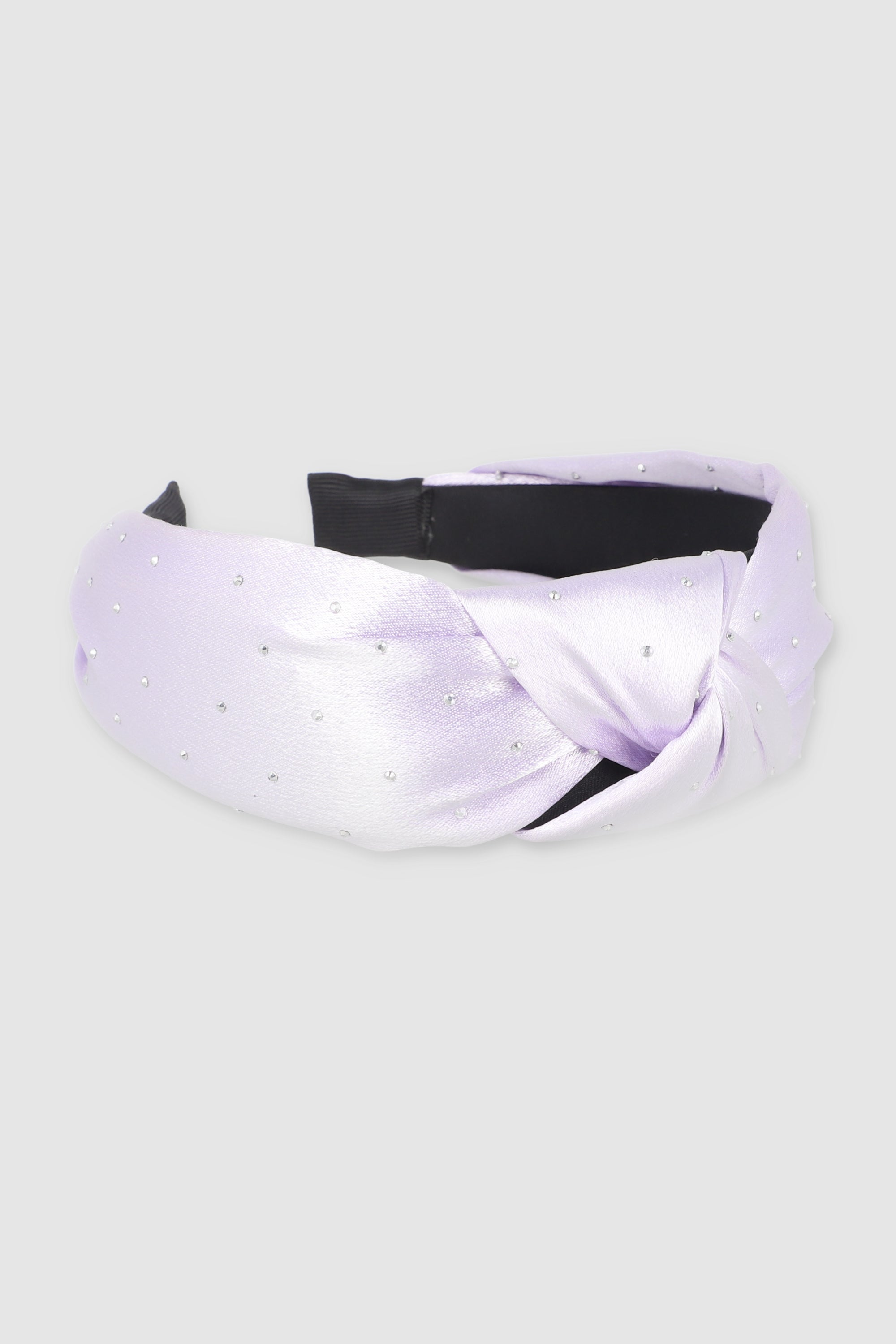 Diadema nudo satin mini aplicaciones LILA