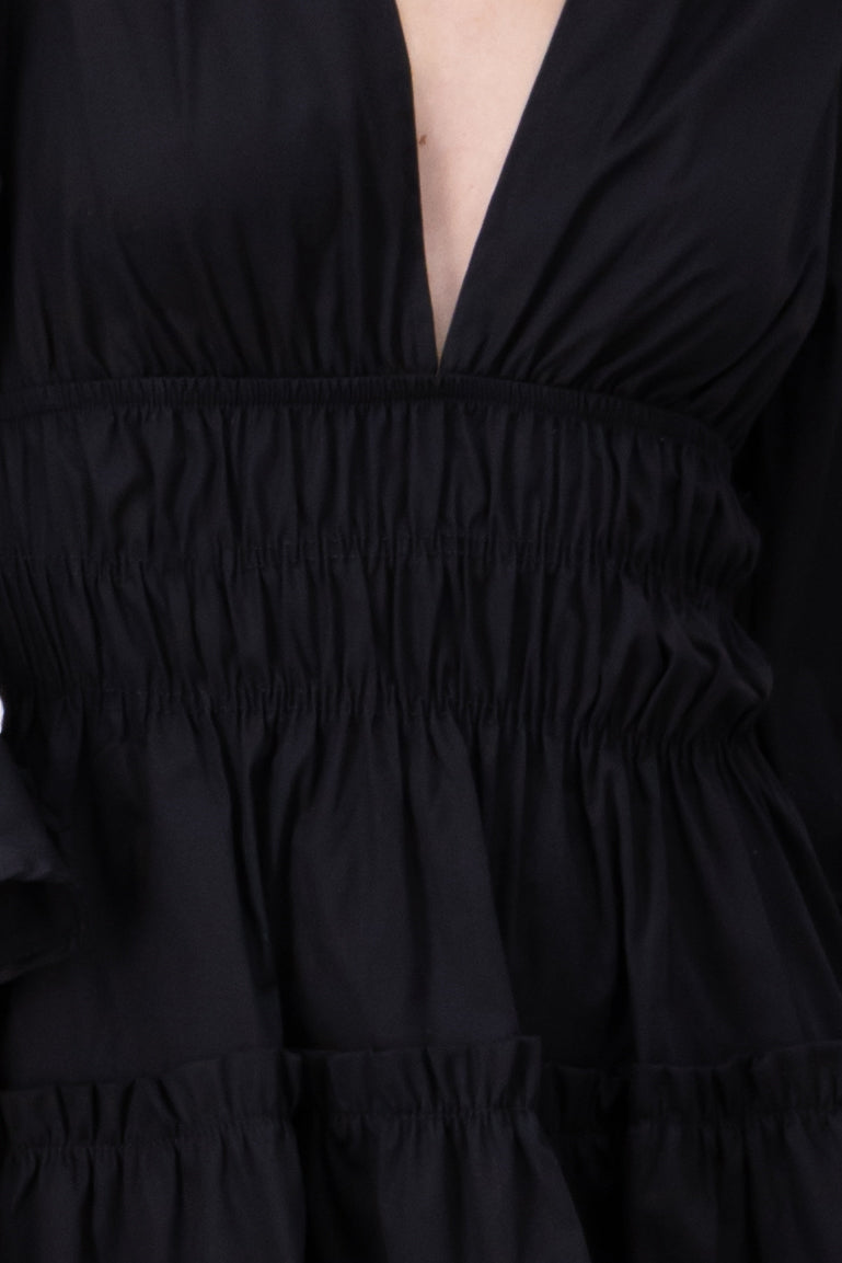 Vestido Mini Manga Olanes NEGRO
