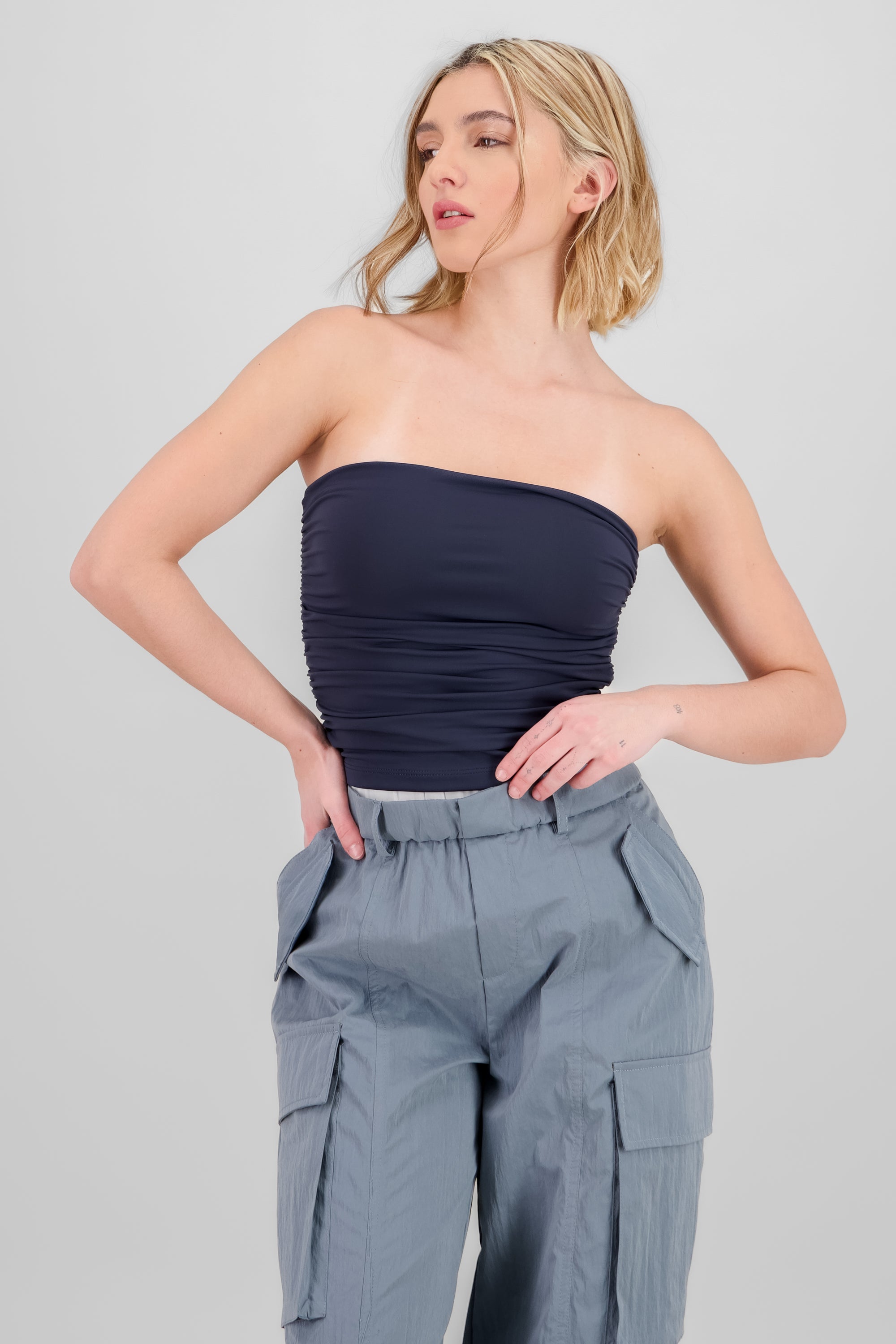 Top Tubo Strapless Drapeado