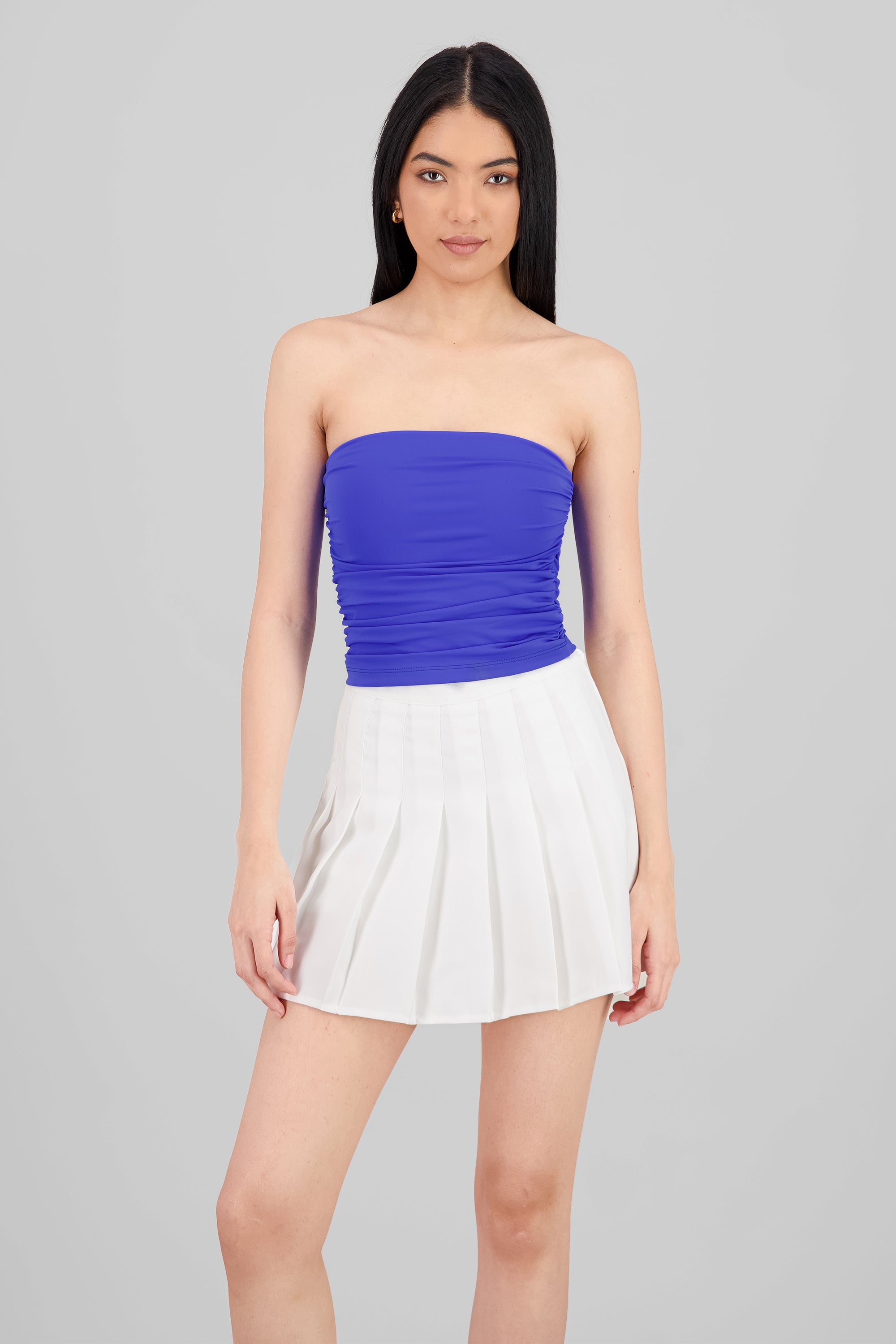 Top Tubo Strapless Drapeado AZUL REY