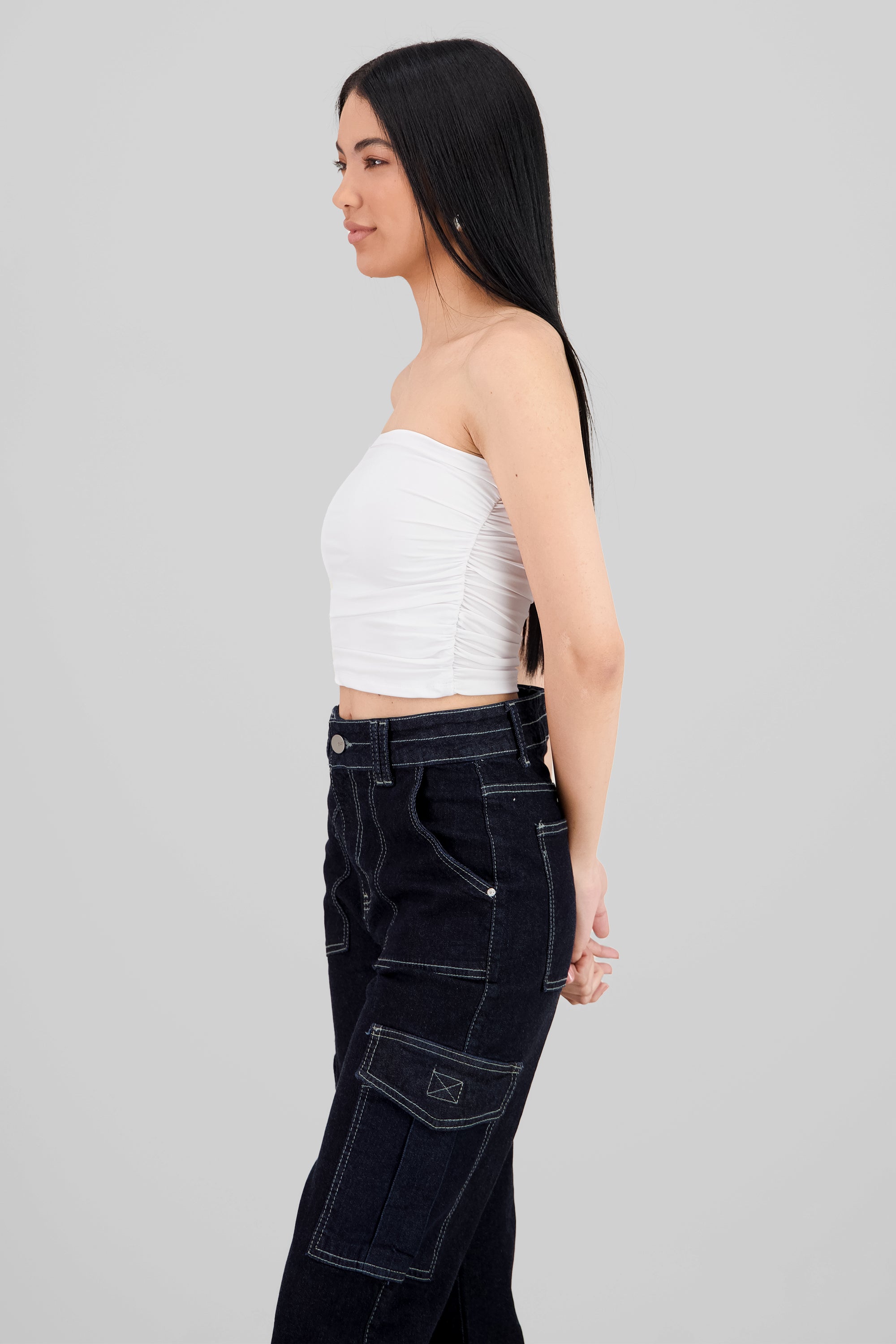 Top Tubo Strapless Drapeado