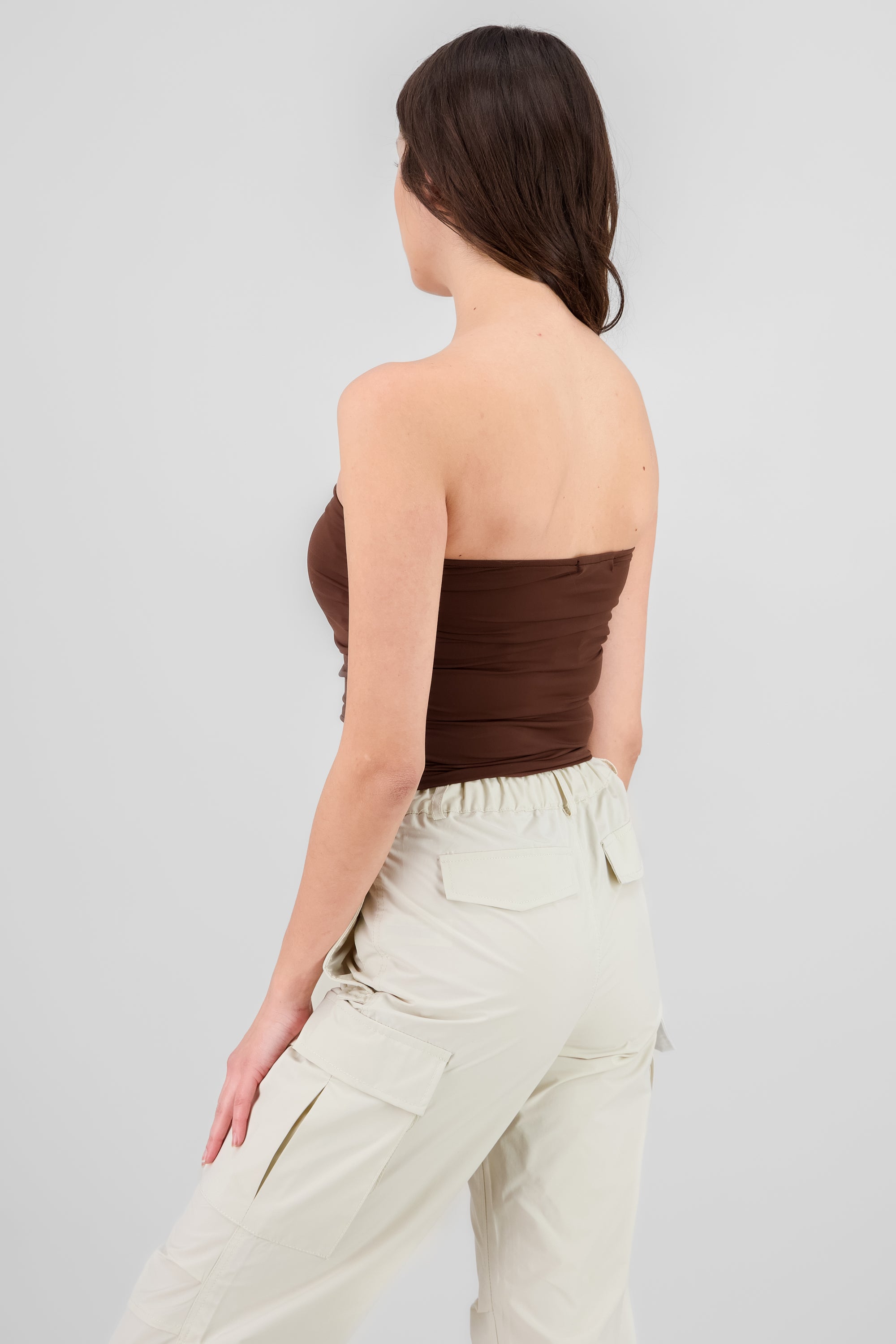 Top Tubo Strapless Drapeado CHOCOLATE