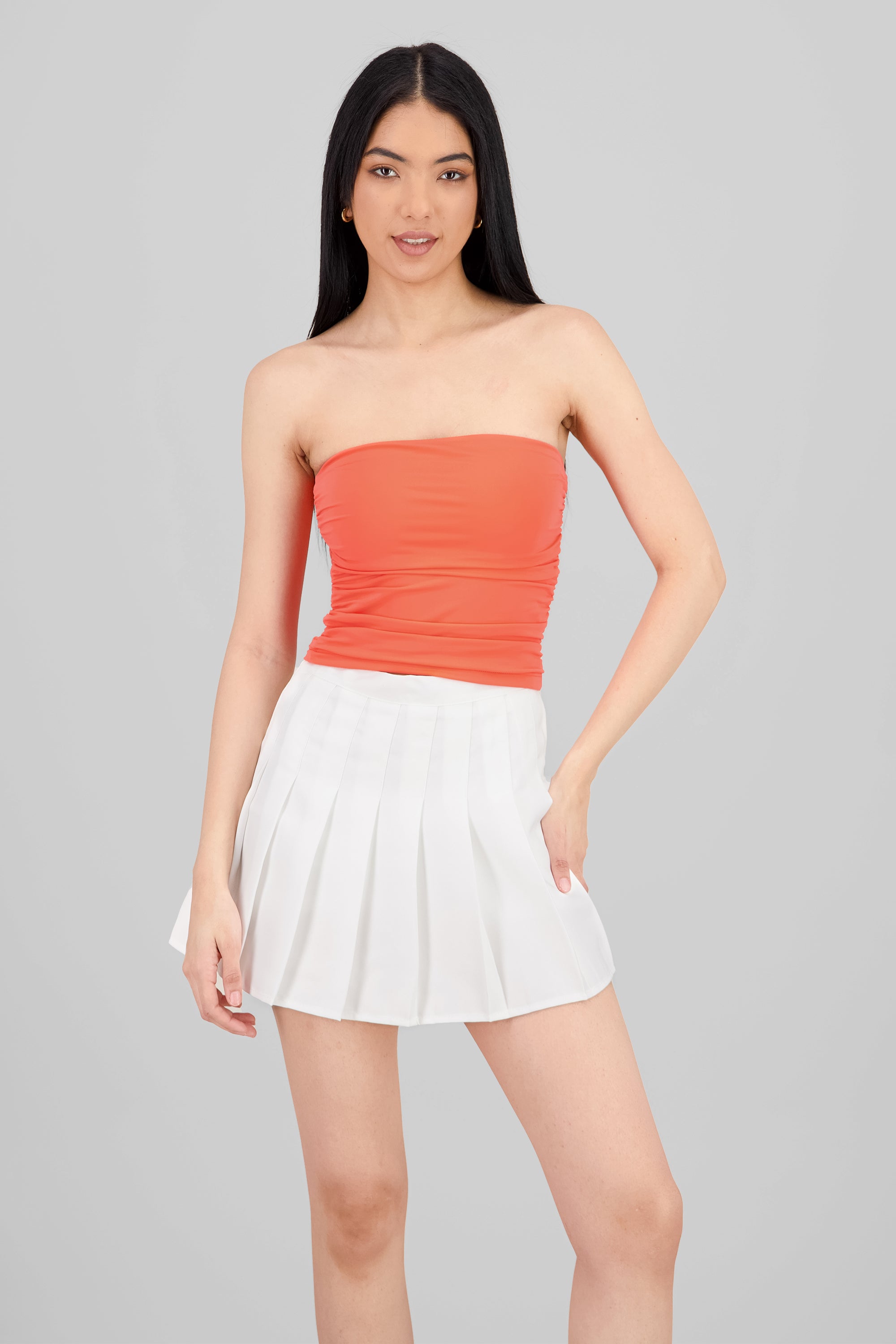 Top Tubo Strapless Drapeado DURAZNO