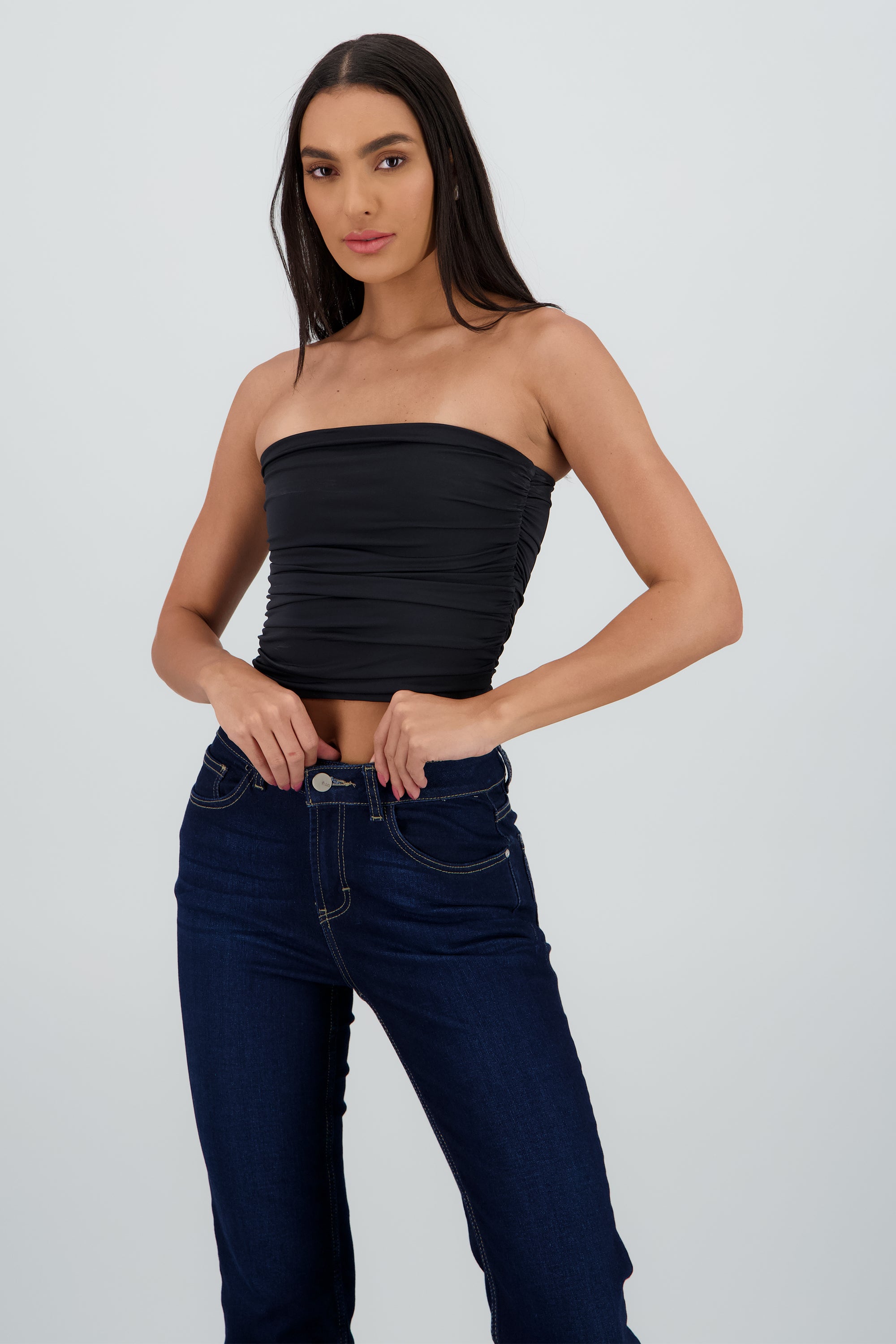 Top Tubo Strapless Drapeado
