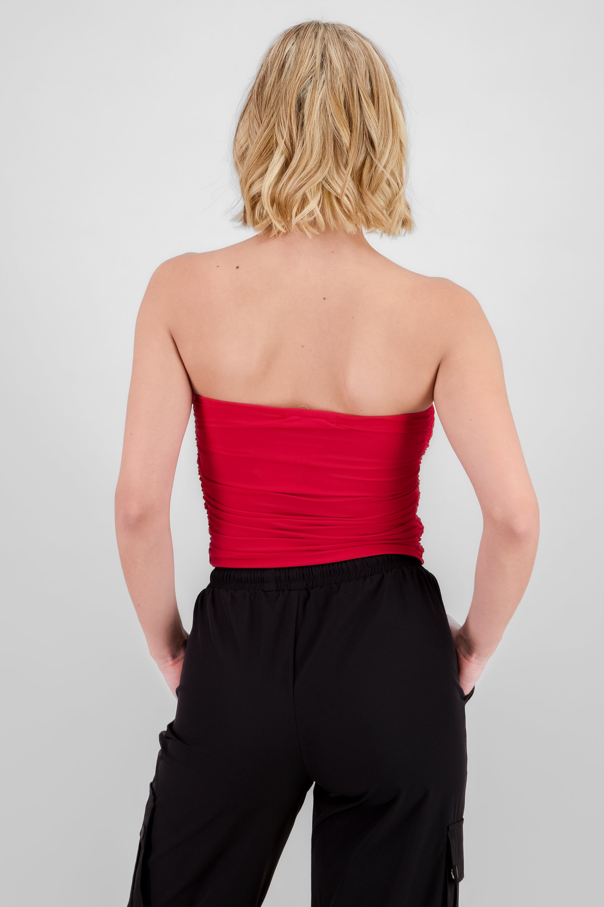 Top Tubo Strapless Drapeado ROJO