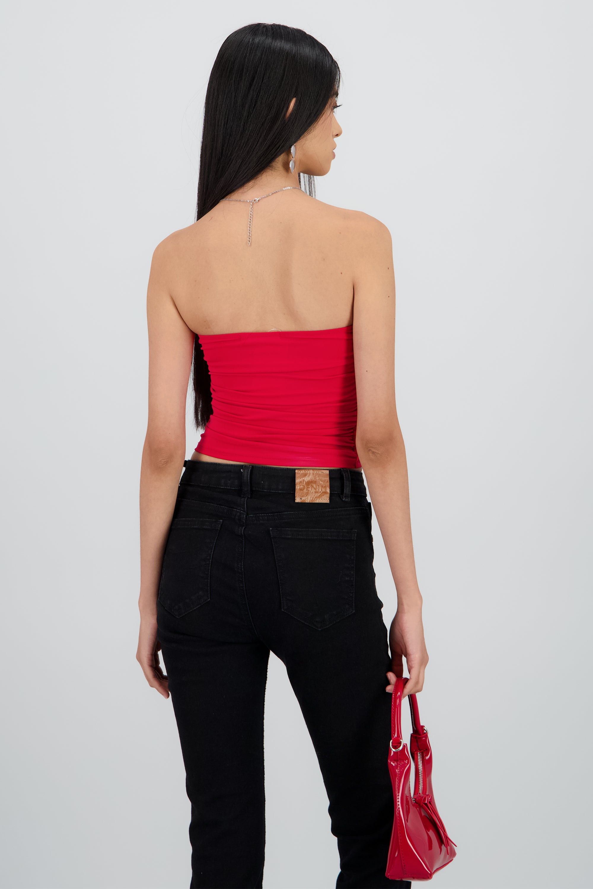 Top Tubo Strapless Drapeado ROJO