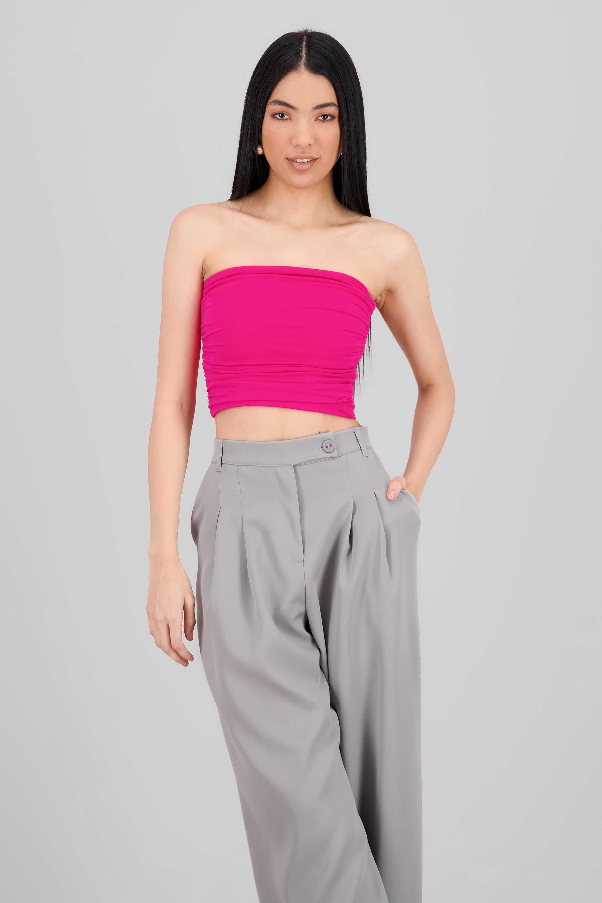 Top Tubo Strapless Drapeado
