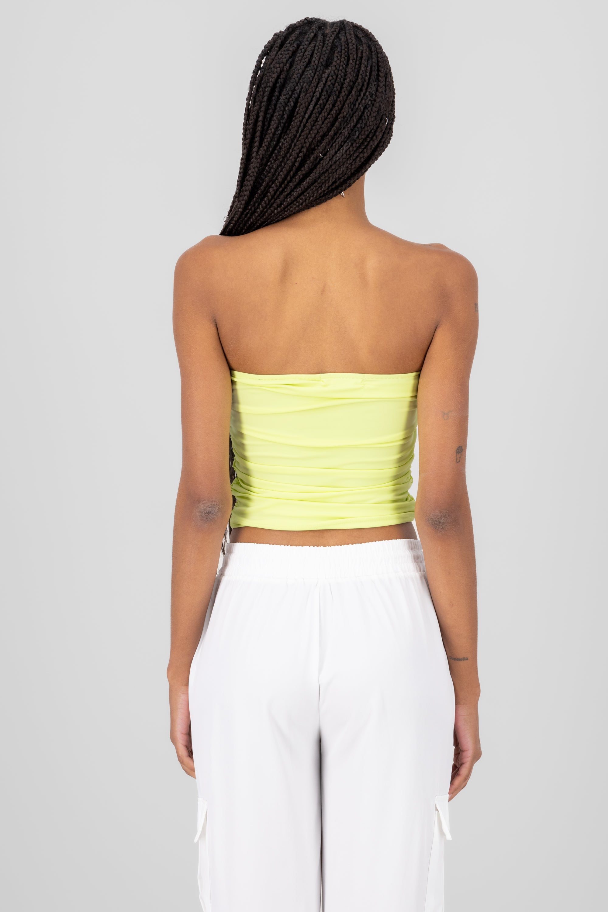 Top Tubo Strapless Drapeado VERDE LIMA