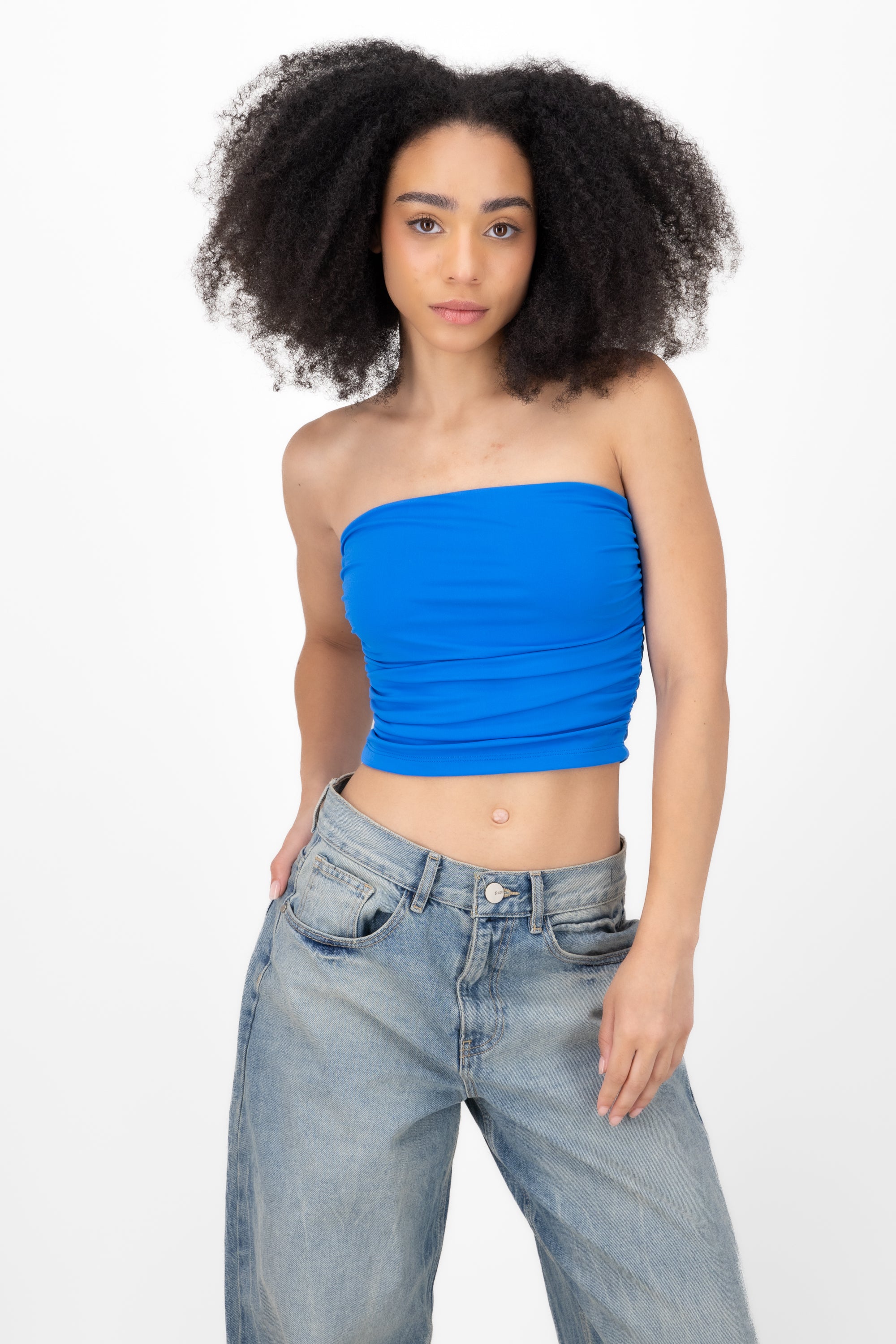 Top Tubo Strapless Drapeado INDIGO