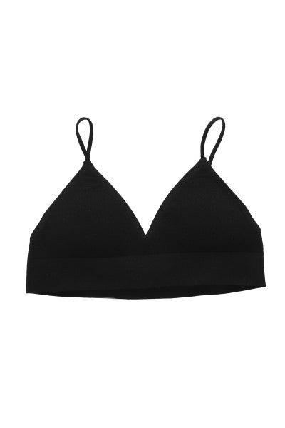 Bralette monocolor acanalado NEGRO