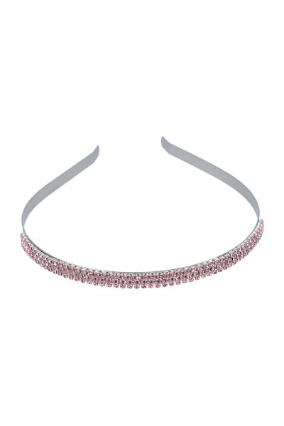 Diadema 3 lineas brillos metal ROSA