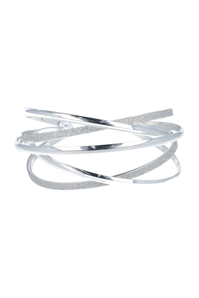 Cuff Cruzado Glitter PLATA