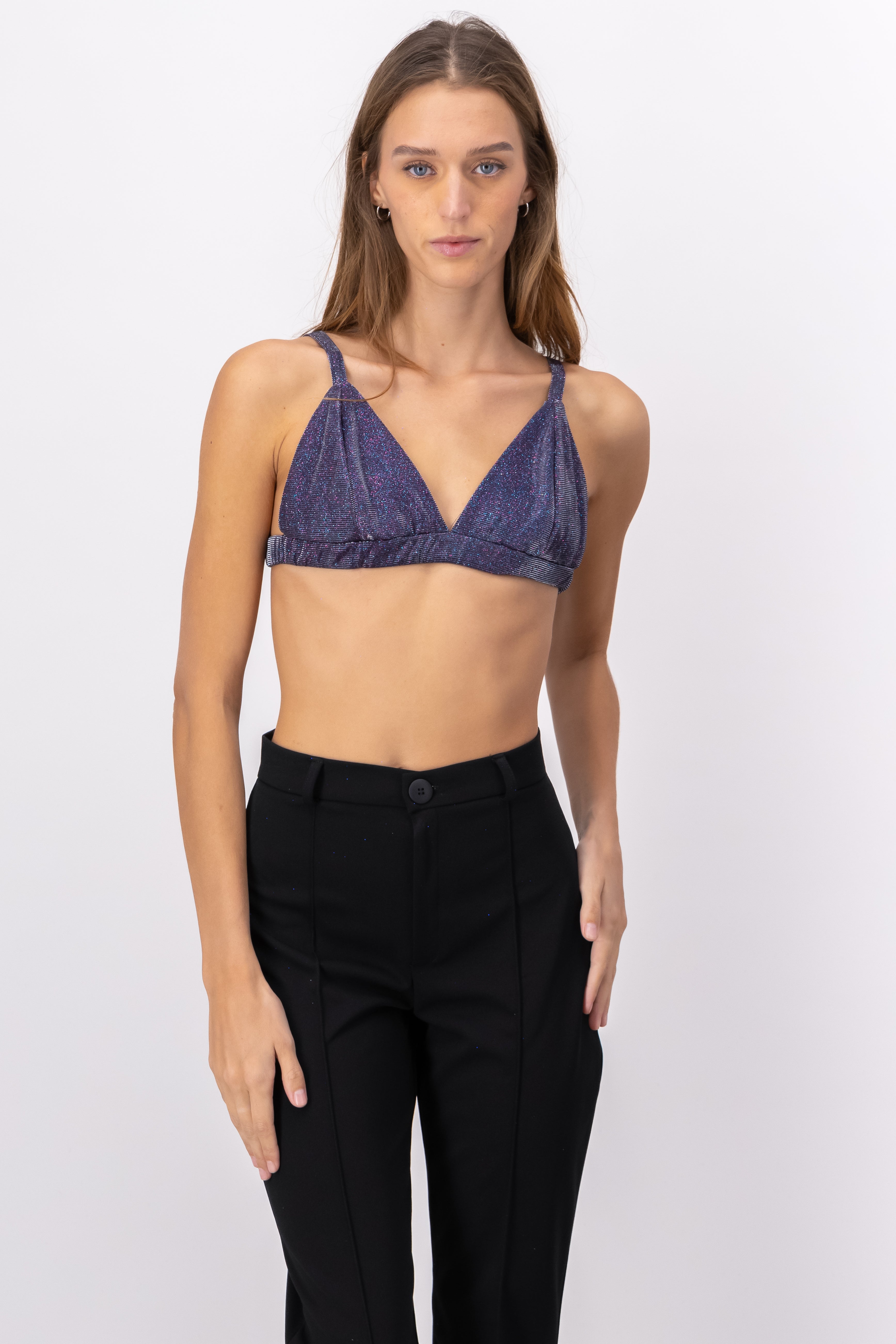 Top crop tirantes lurex