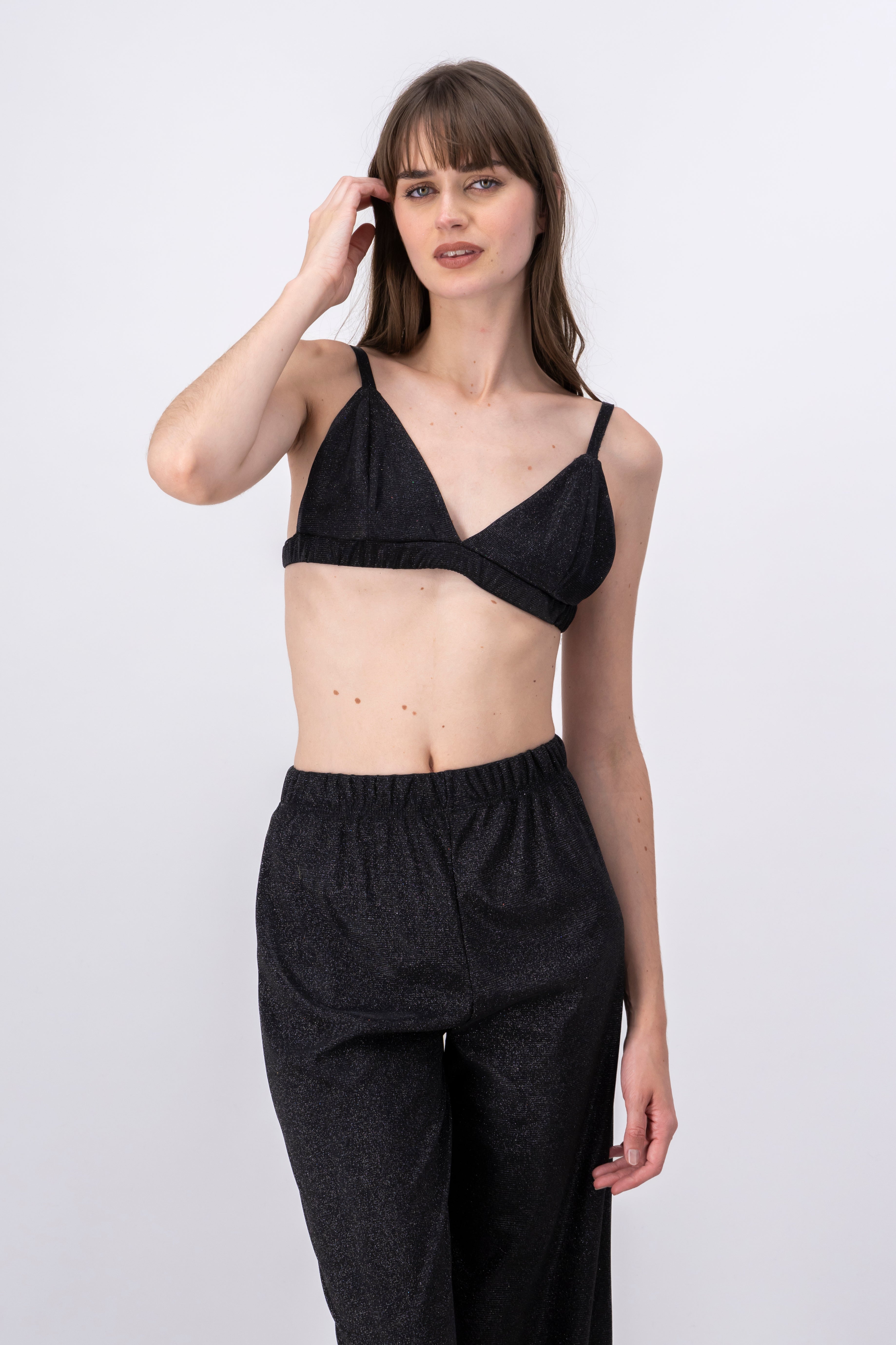 Top crop tirantes lurex