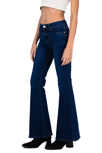 Jeans flared cintura media DARK WASH