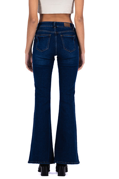 Jeans flared cintura media DARK WASH