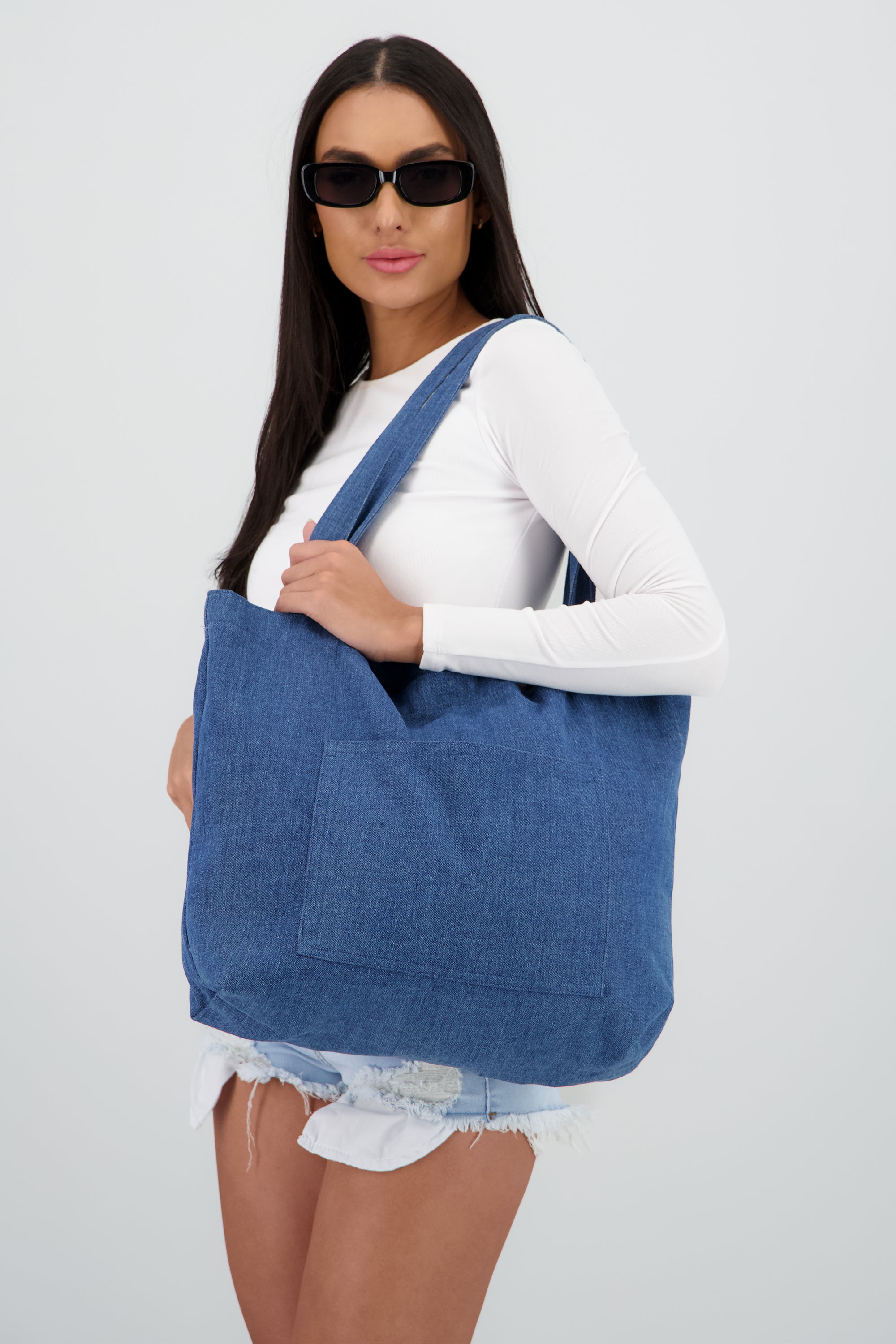 Bolsa Tote Denim Bolsillo