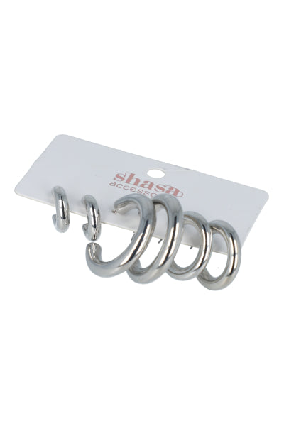 Set 3 pares arracadas PLATA