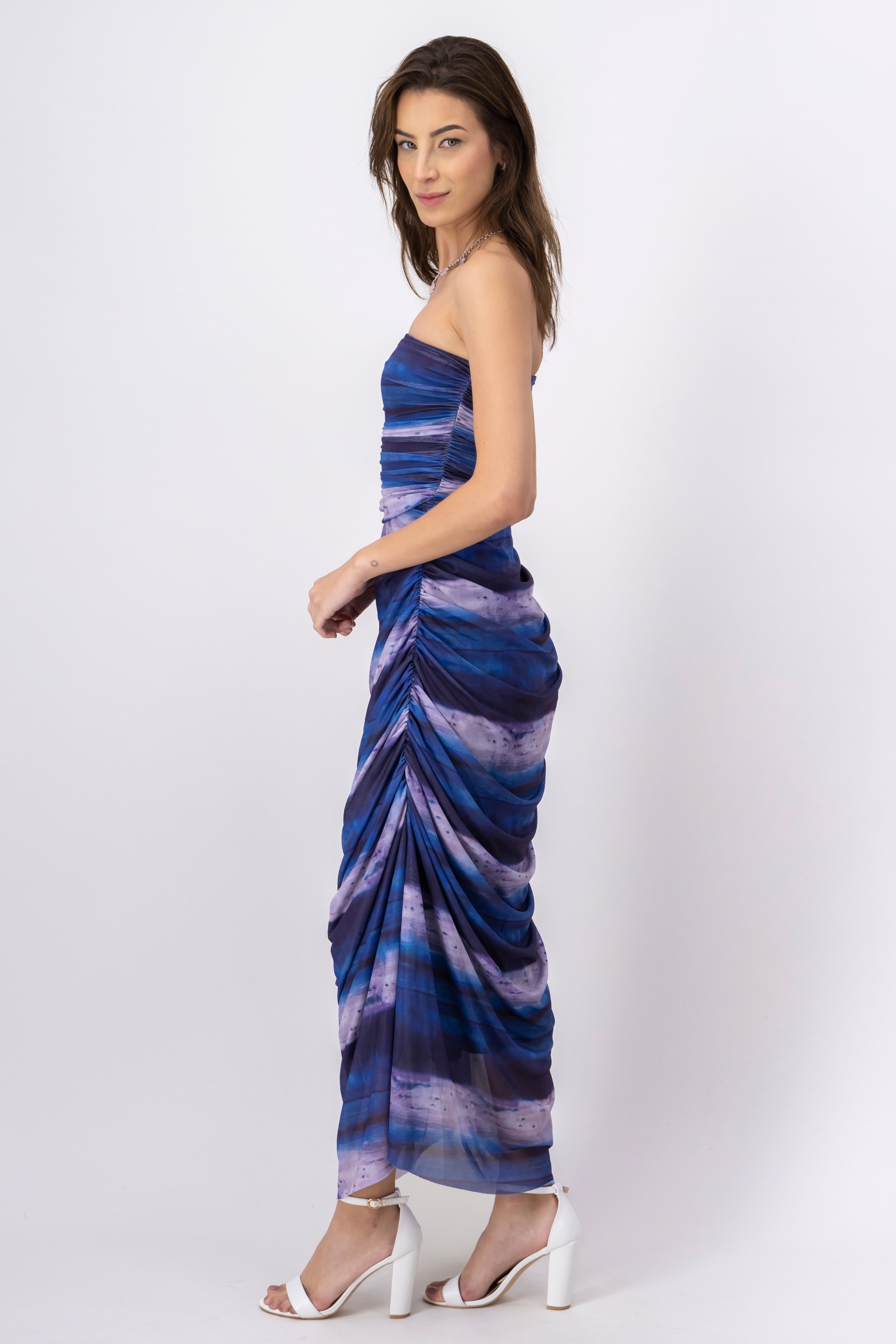 Maxi vestido mesh AZUL COMBO