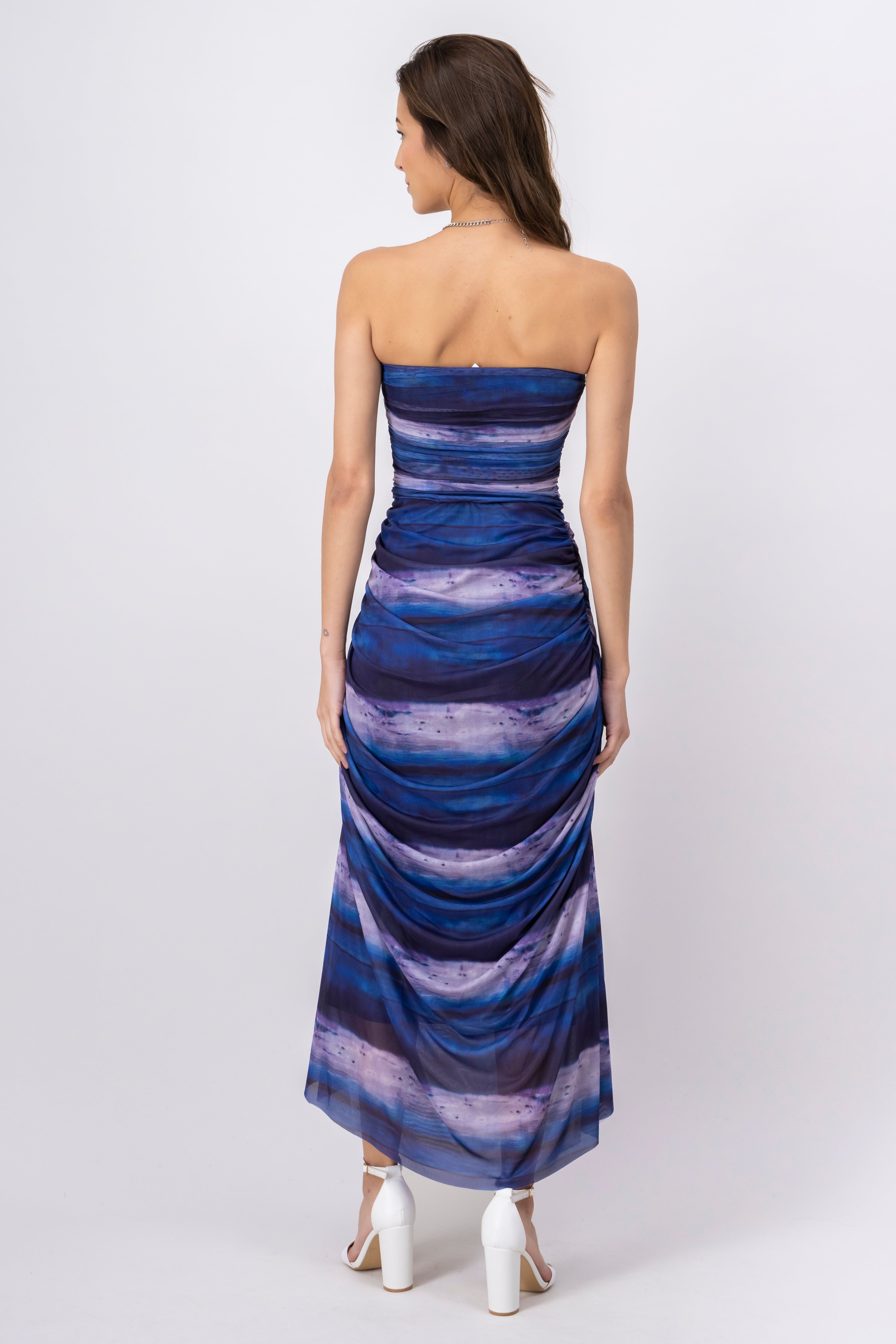 Maxi vestido mesh AZUL COMBO
