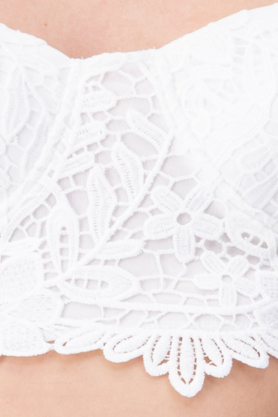 Top crop copas encaje BLANCO