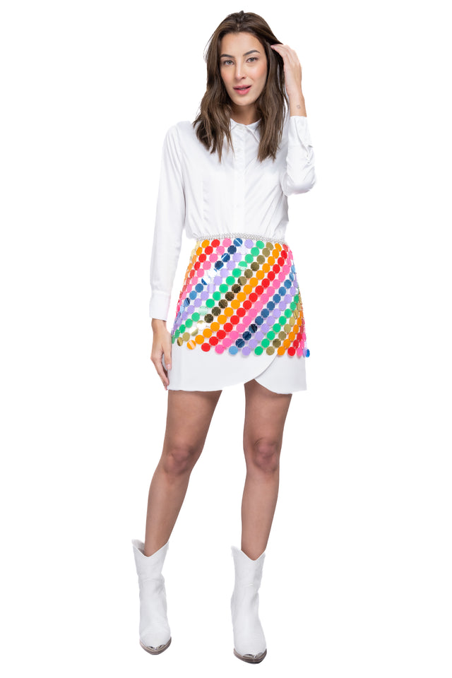 Falda mini lentejuelas arcoiris