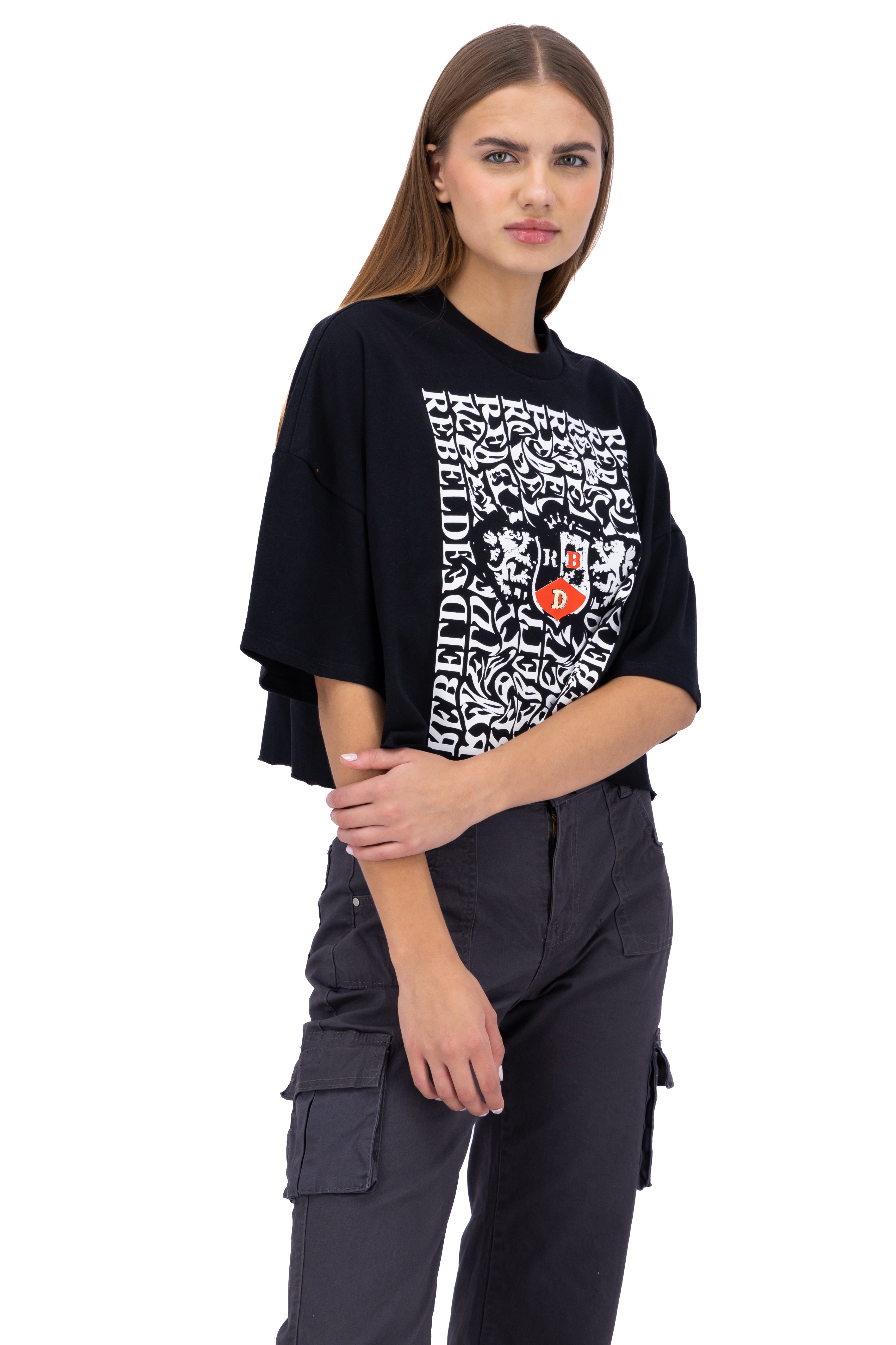 Playera boxy manga amplia RBD NEGRO COMBO