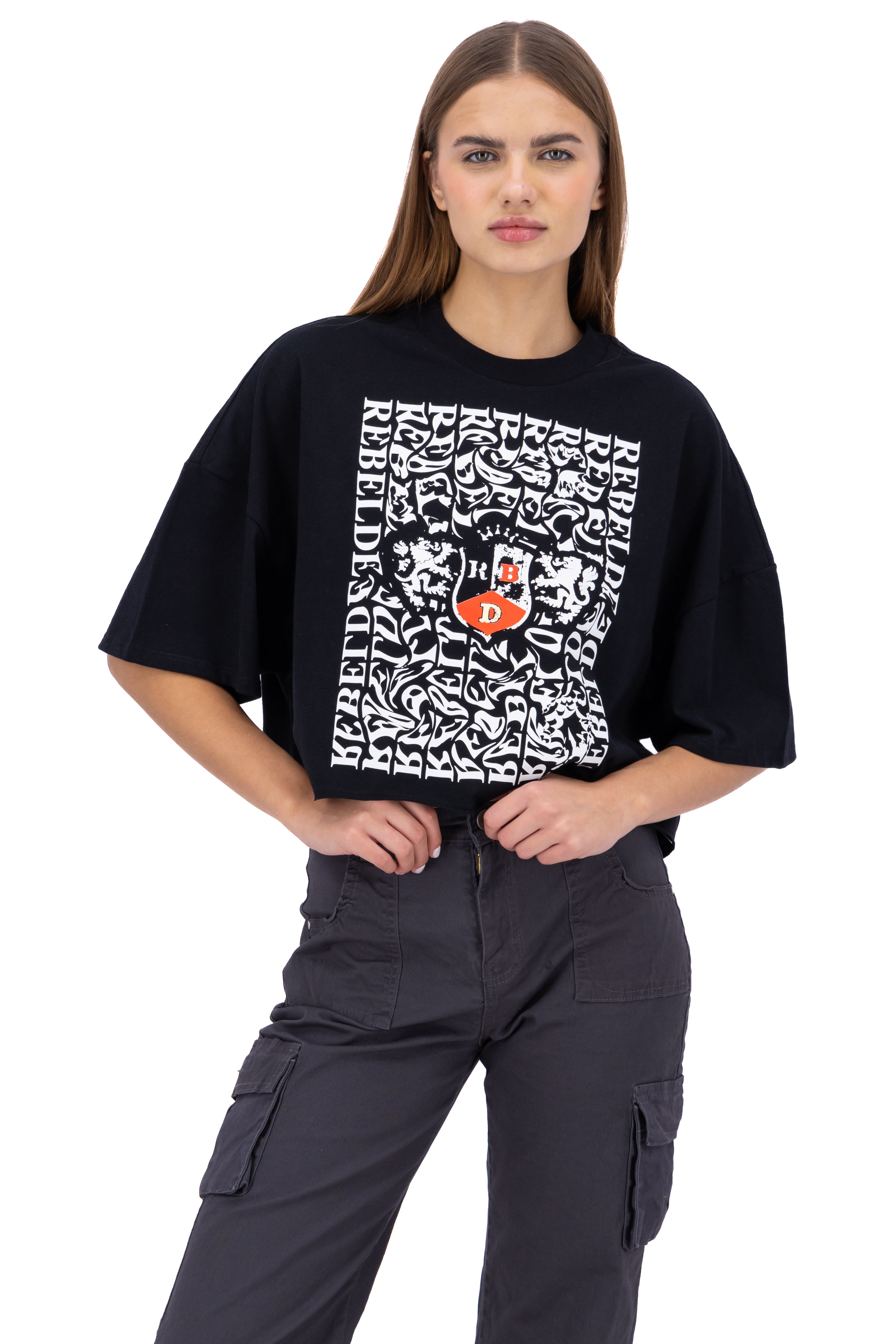 Playera boxy manga amplia RBD NEGRO COMBO