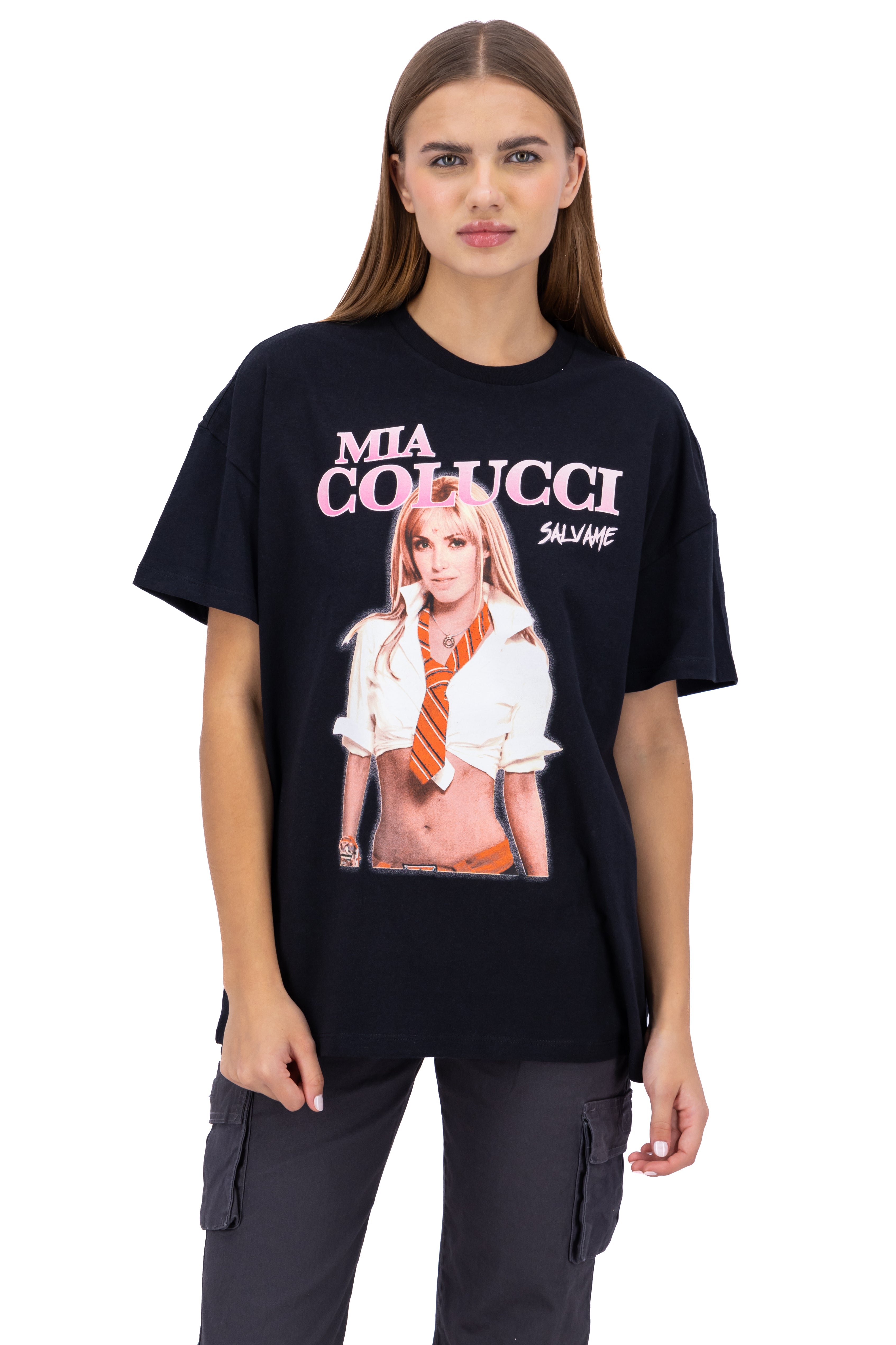 Playera oversize Mia Colucci RBD NEGRO COMBO