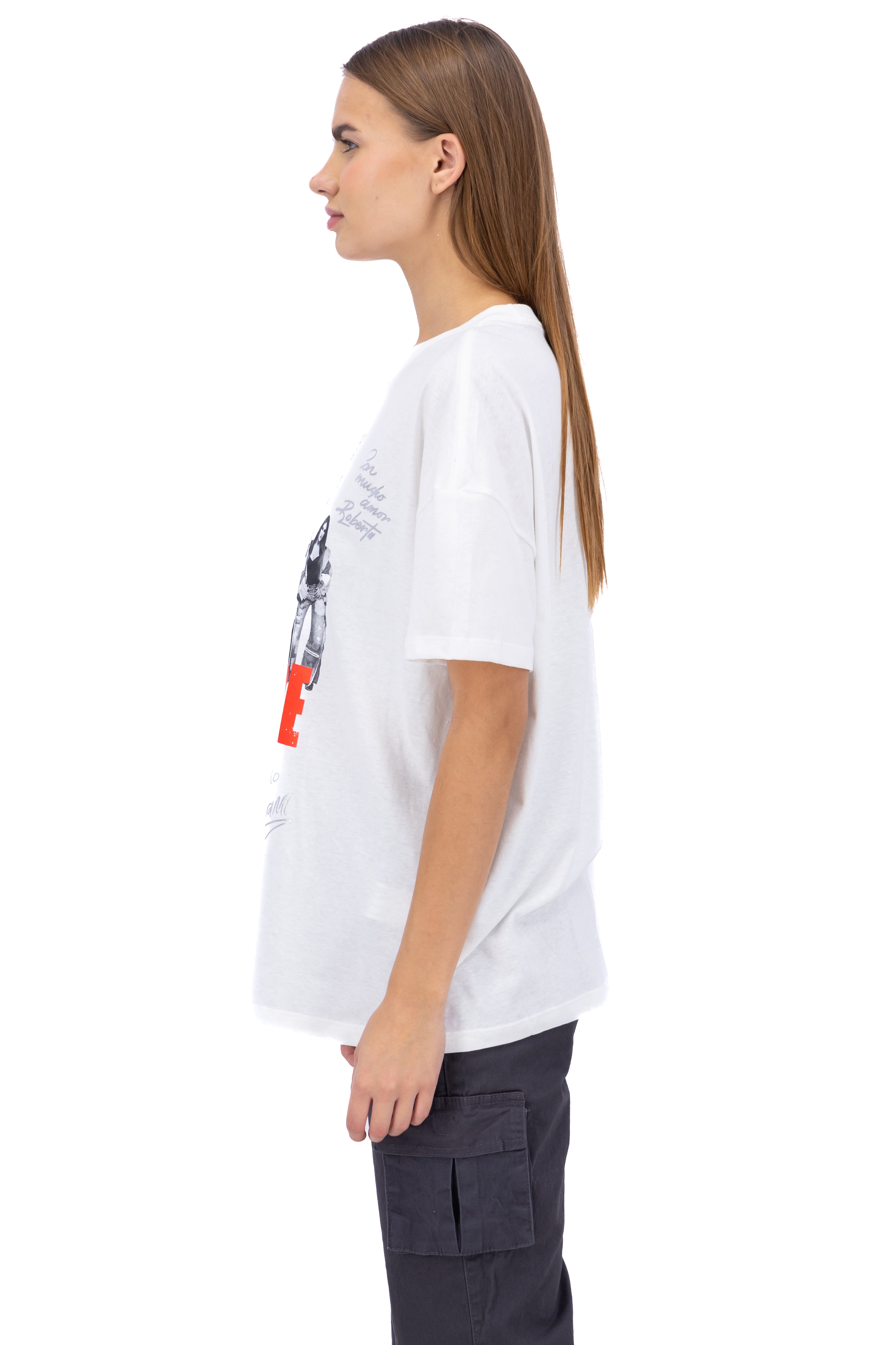 Playera oversize estampado RDB firmas BLANCO COMBO