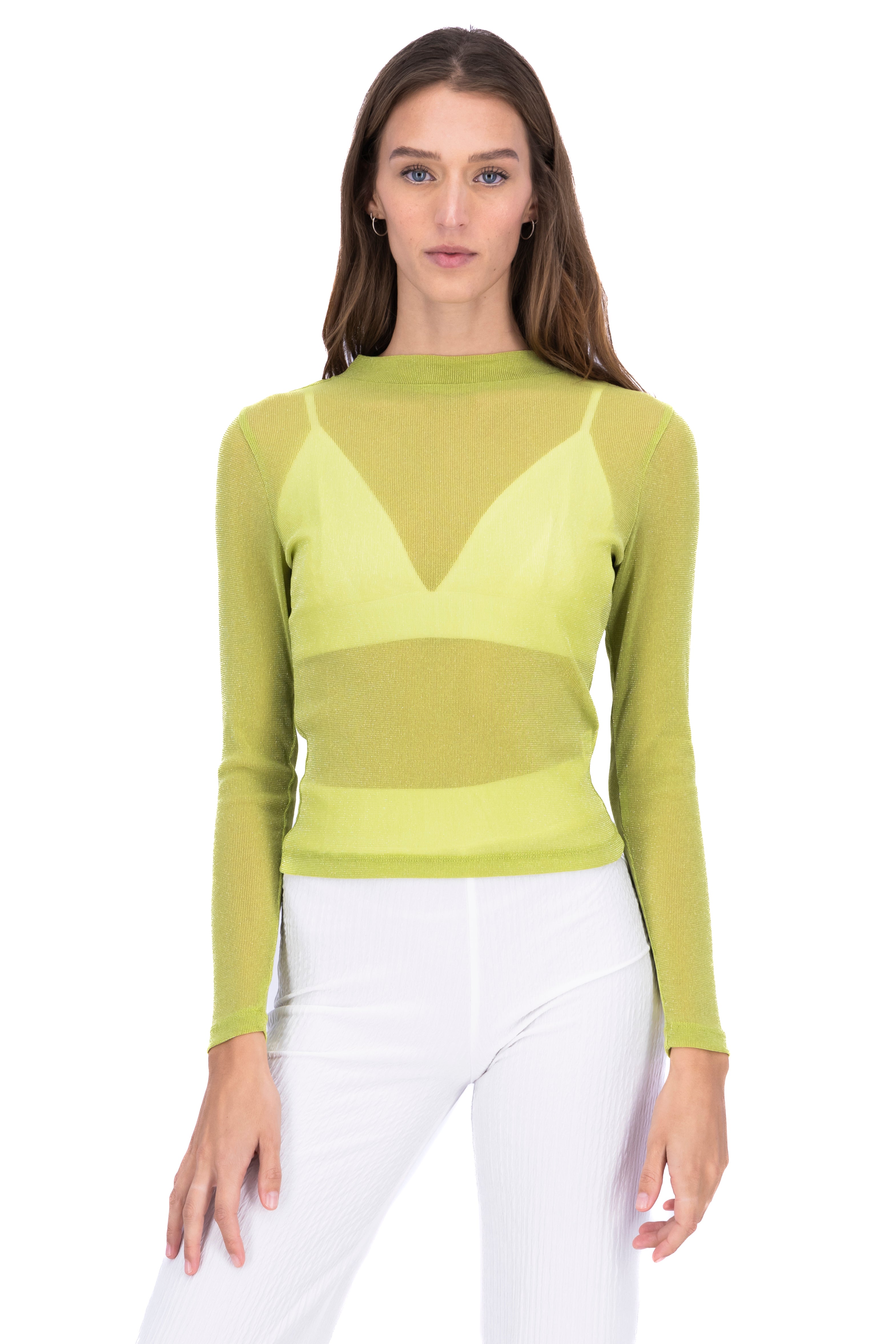 Blusa mesh manga larga lúrex