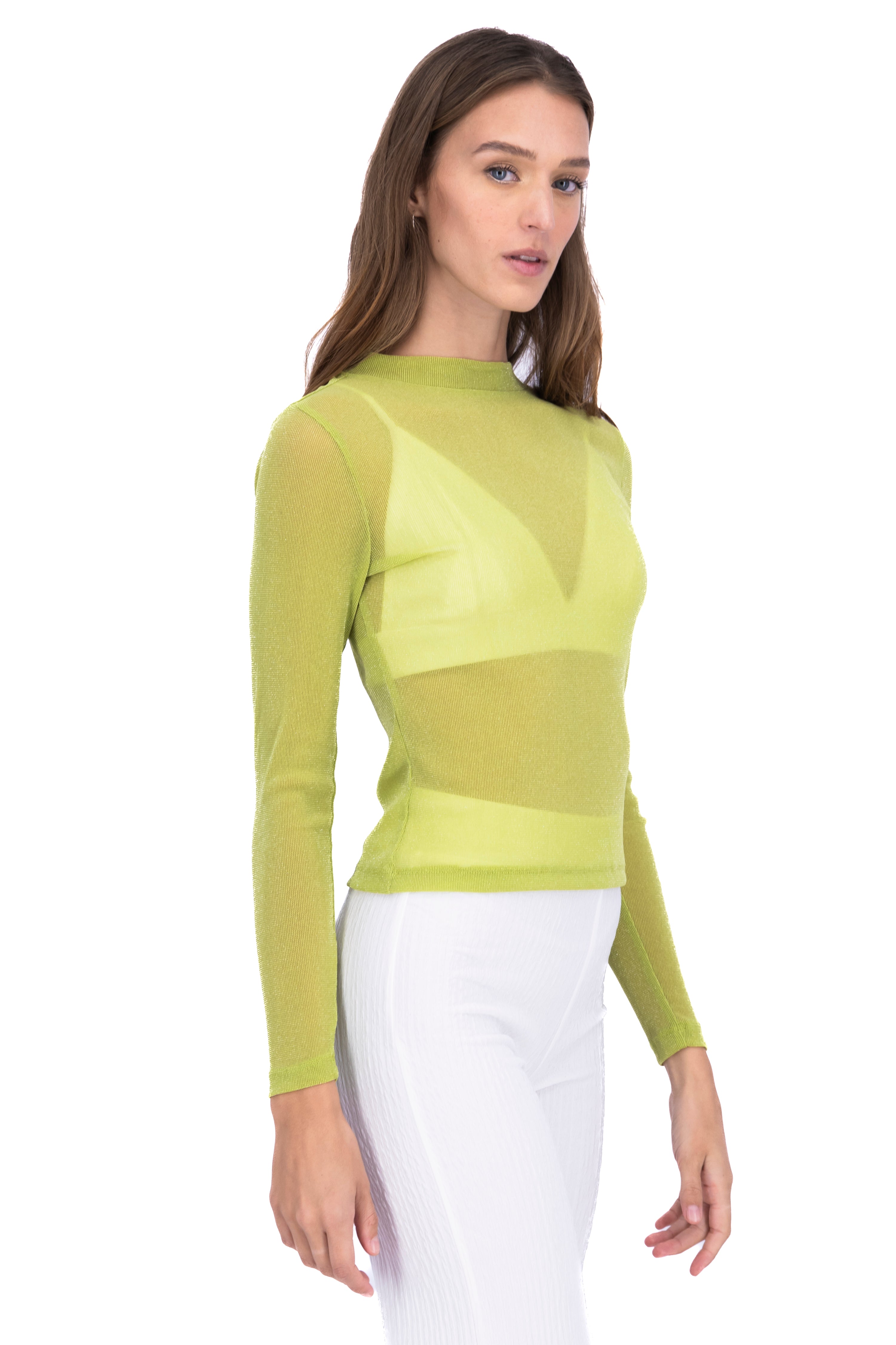 Blusa mesh manga larga lúrex VERDE LIMA