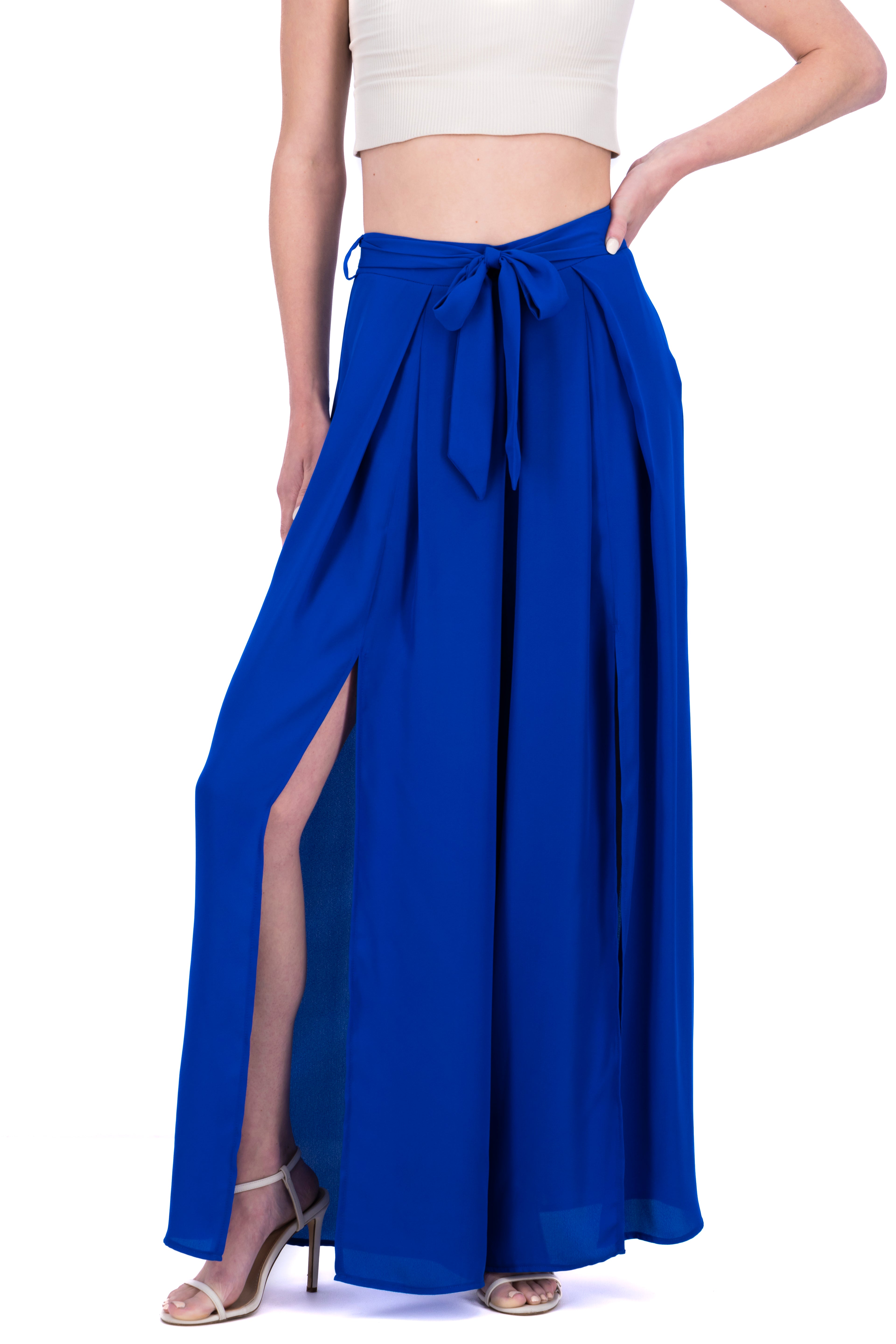 Pantalón super wide leg abertura AZUL ELECTRICO