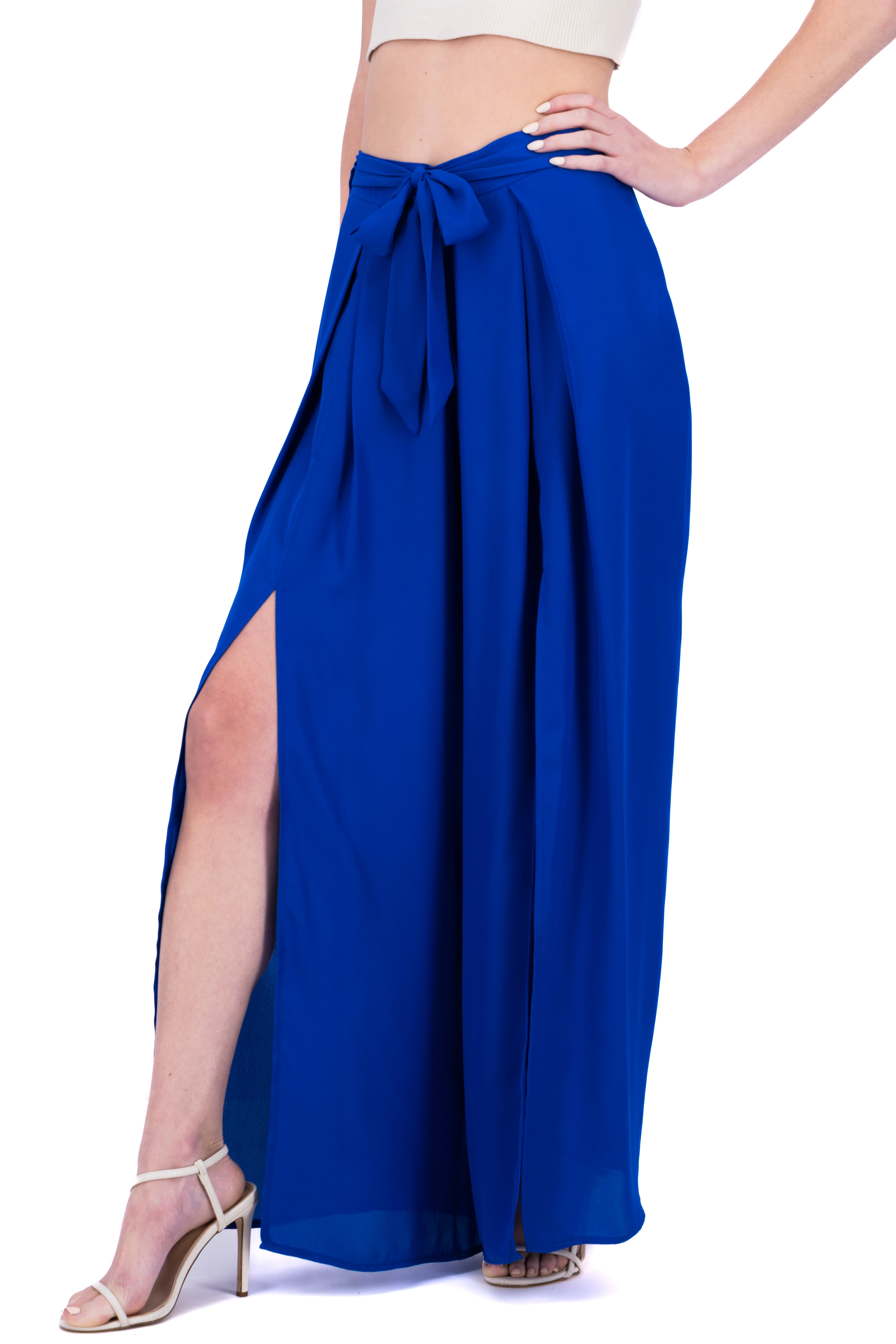 Pantalón super wide leg abertura AZUL ELECTRICO