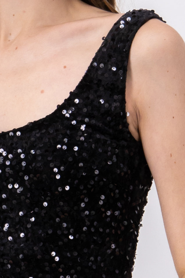Vestido tercipelo lentejuelas NEGRO