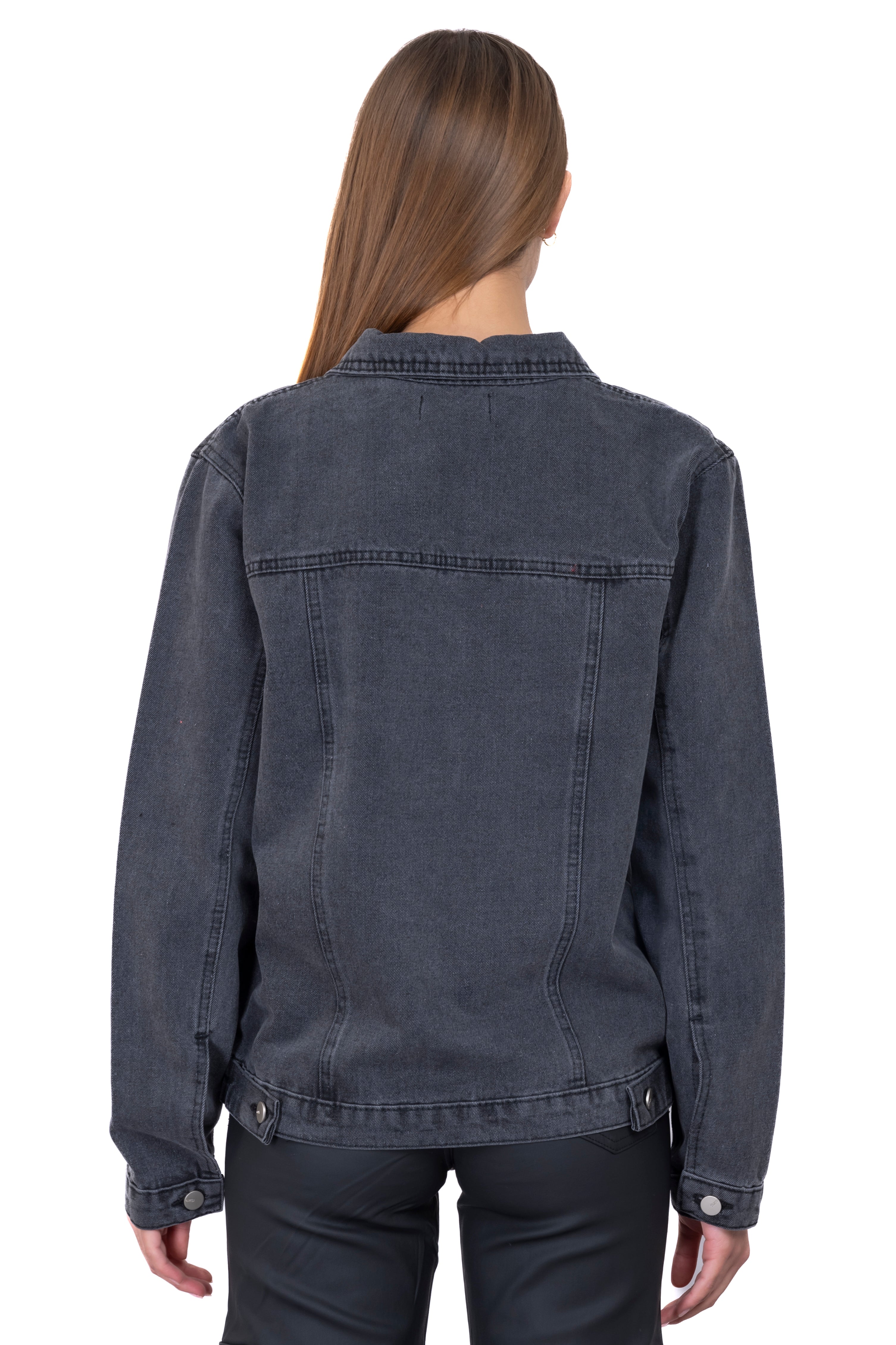 Chamarra denim oversize bolsos NEGRO